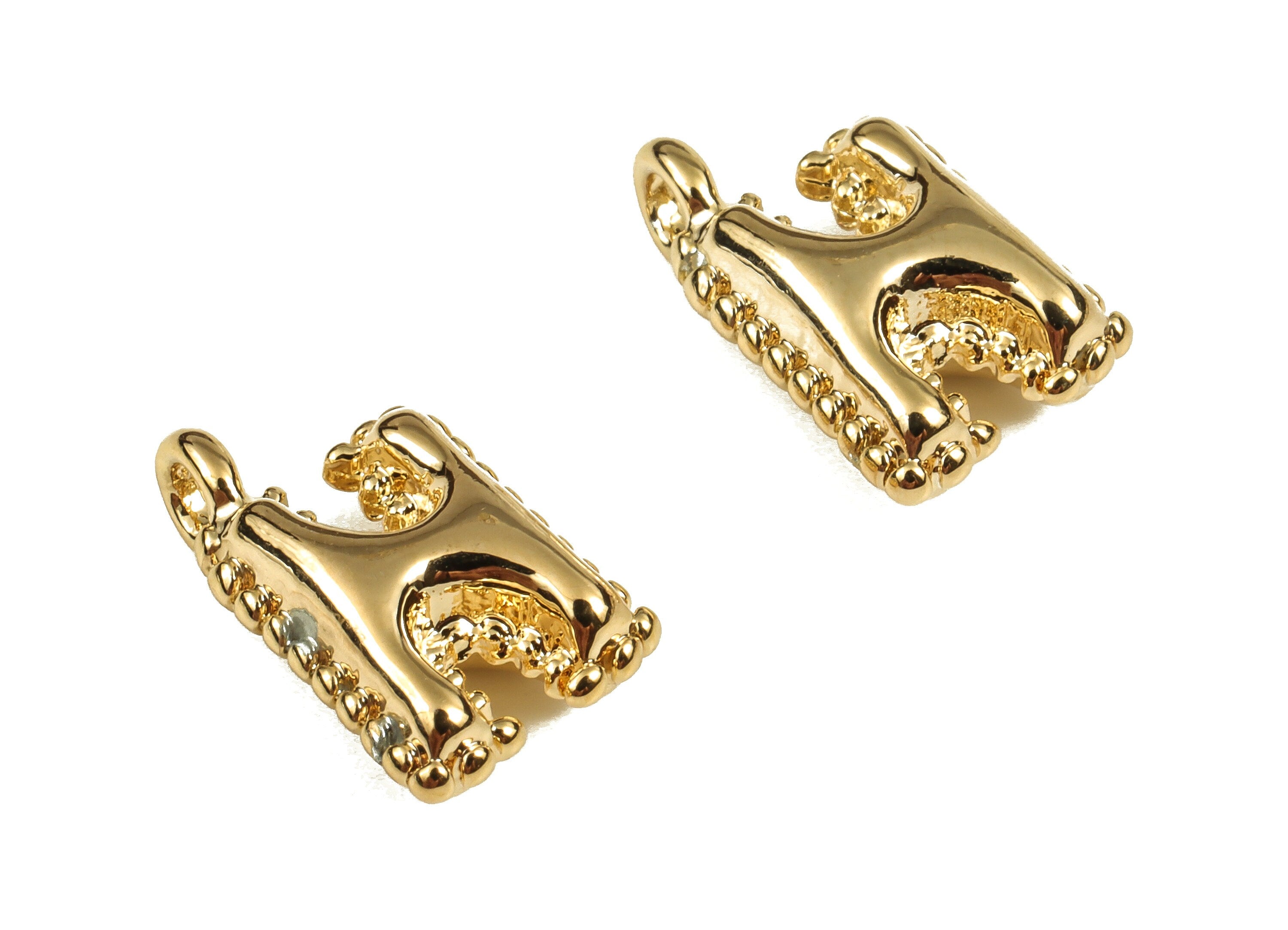 Brass The letter H Earring Charms - Gold The letter H Pendant - 18K Real Gold Plated Brass - Jewelry Supplies - 14.04x8.37x4.82mm - RGP3737H - DOMEDBAZAAR