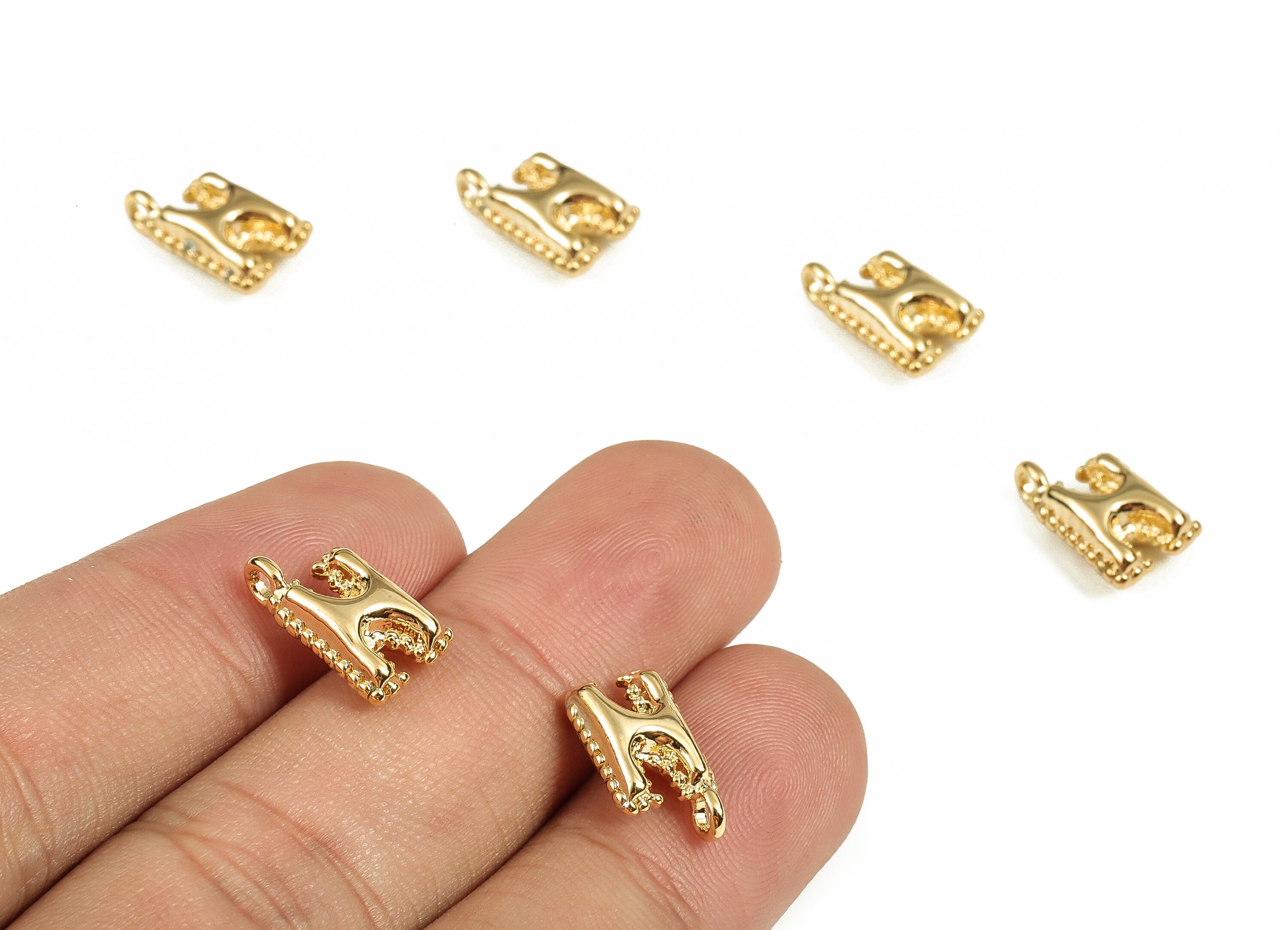 Brass The letter H Earring Charms - Gold The letter H Pendant - 18K Real Gold Plated Brass - Jewelry Supplies - 14.04x8.37x4.82mm - RGP3737H - DOMEDBAZAAR
