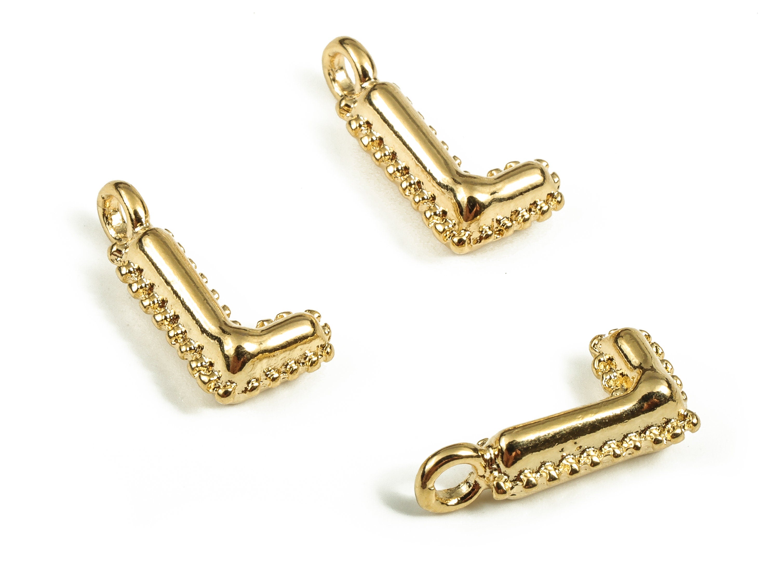 Brass The letter L Earring Charms - Gold The letter L Pendant - 18K Real Gold Plated Brass - Jewelry Supplies - 14.19x7.17x3.98mm - RGP3737L - DOMEDBAZAAR
