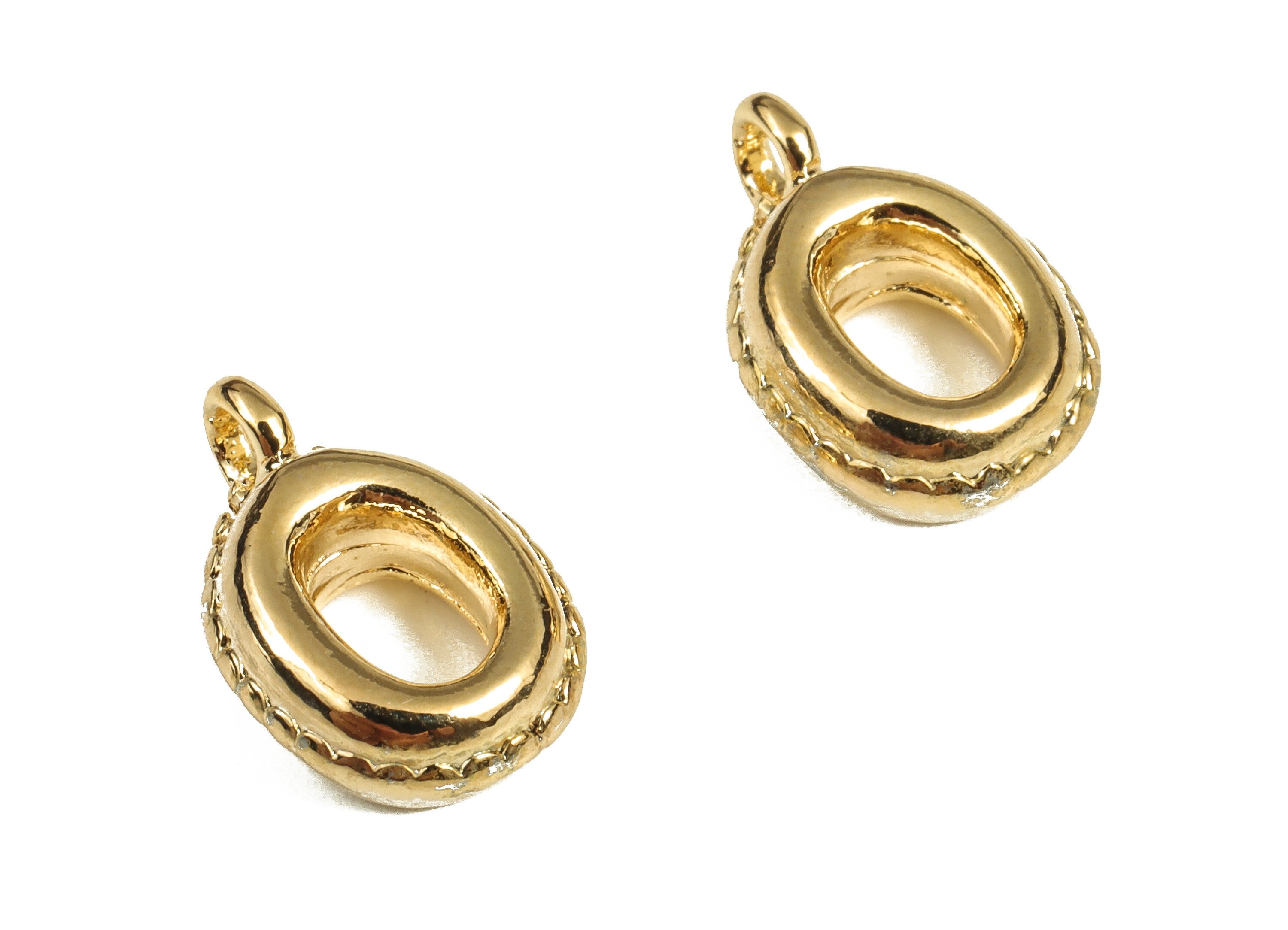 Brass The letter O Earring Charms - Gold The letter O Pendant - 18K Real Gold Plated Brass - Jewelry Supplies - 13.7x9.09x3.93mm - RGP3737O - DOMEDBAZAAR
