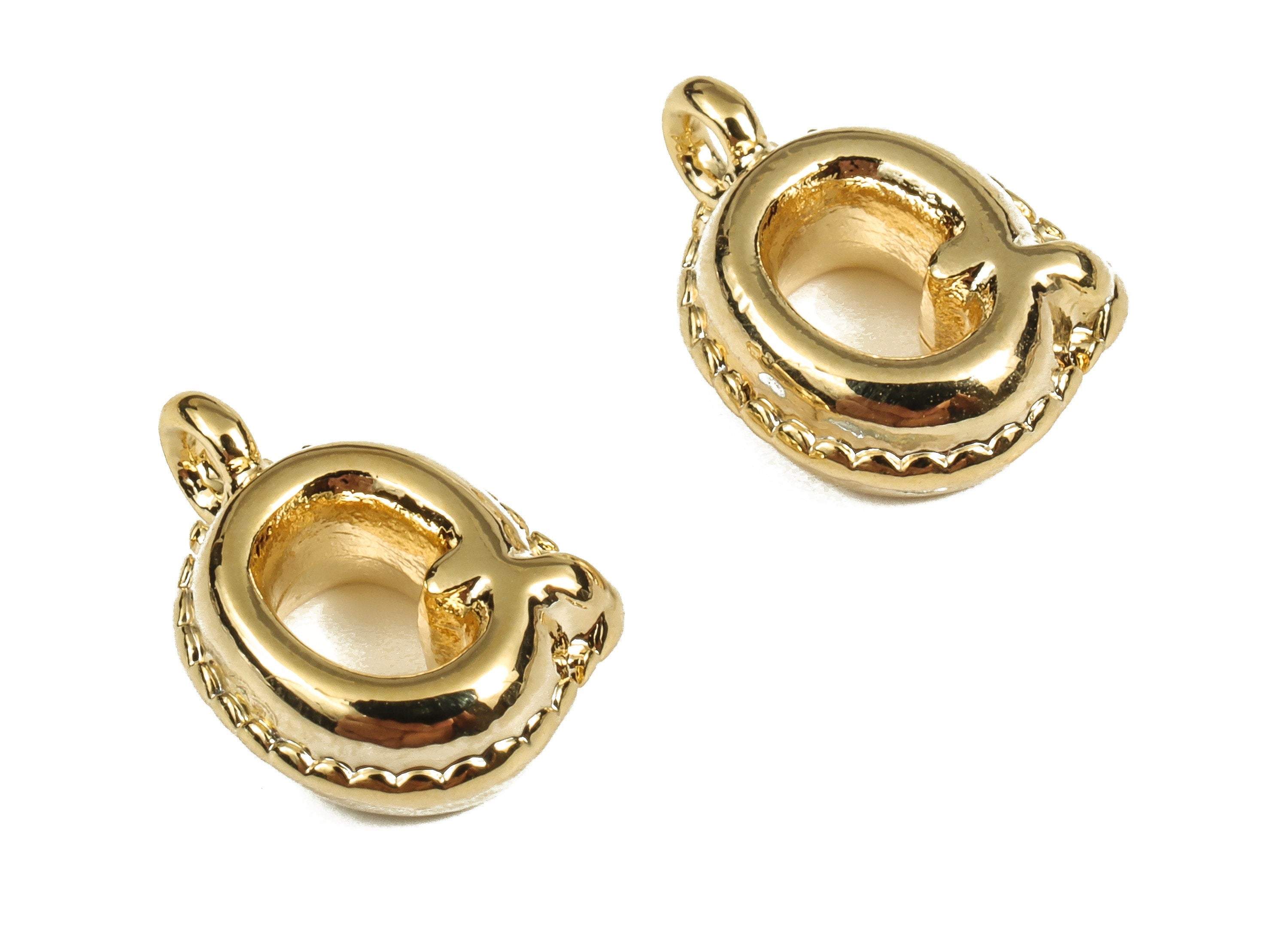 Brass The letter Q Earring Charms - Gold The letter Q Pendant - 18K Real Gold Plated Brass - Jewelry Supplies - 13.92x9.26x4.19mm - RGP3737Q - DOMEDBAZAAR