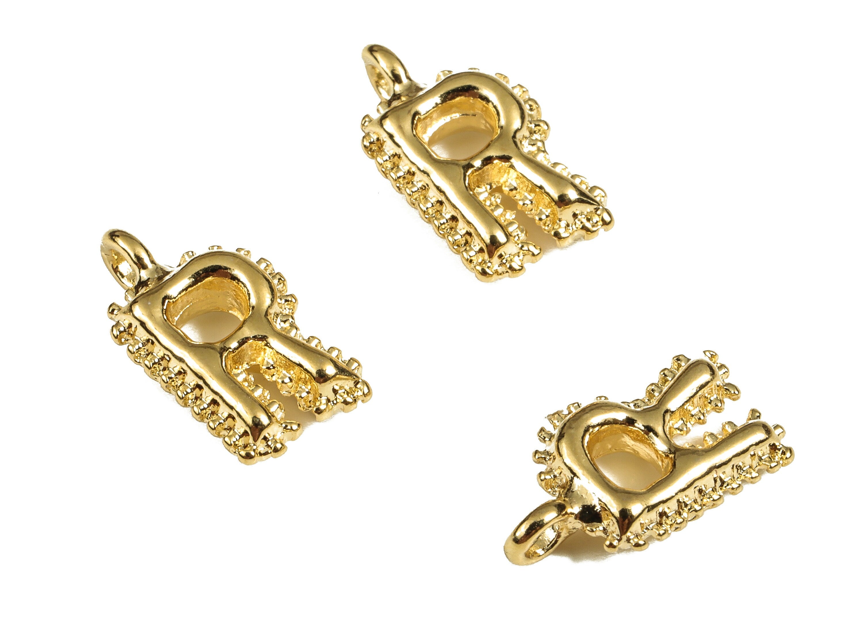 Brass The letter R Earring Charms - Gold The letter R Pendant - 18K Real Gold Plated Brass - Jewelry Supplies - 14.56x8.27x3.41mm - RGP3737R - DOMEDBAZAAR