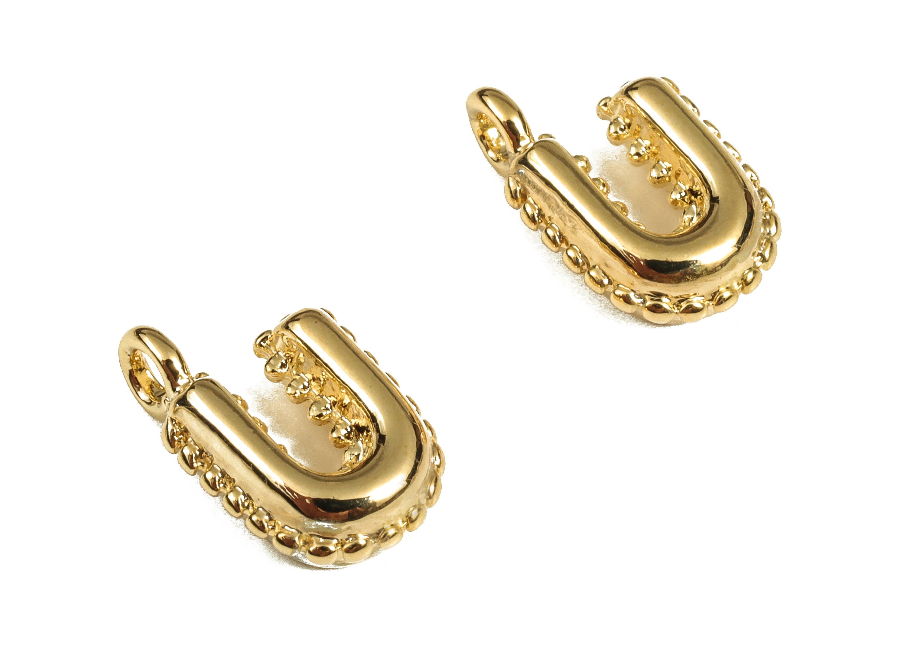 Brass The letter U Earring Charms - Gold The letter U Pendant - 18K Real Gold Plated Brass - Jewelry Supplies - 13.43x8.87x4.11mm - RGP3737U - DOMEDBAZAAR