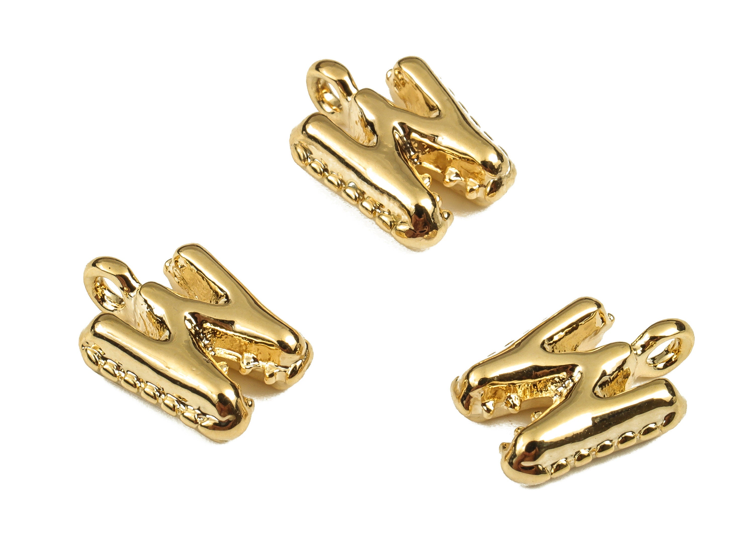 Brass The letter W Earring Charms - Gold The letter W Pendant - 18K Real Gold Plated Brass - Jewelry Supplies - 13.03x9.44x3.87mm - RGP3737W - DOMEDBAZAAR