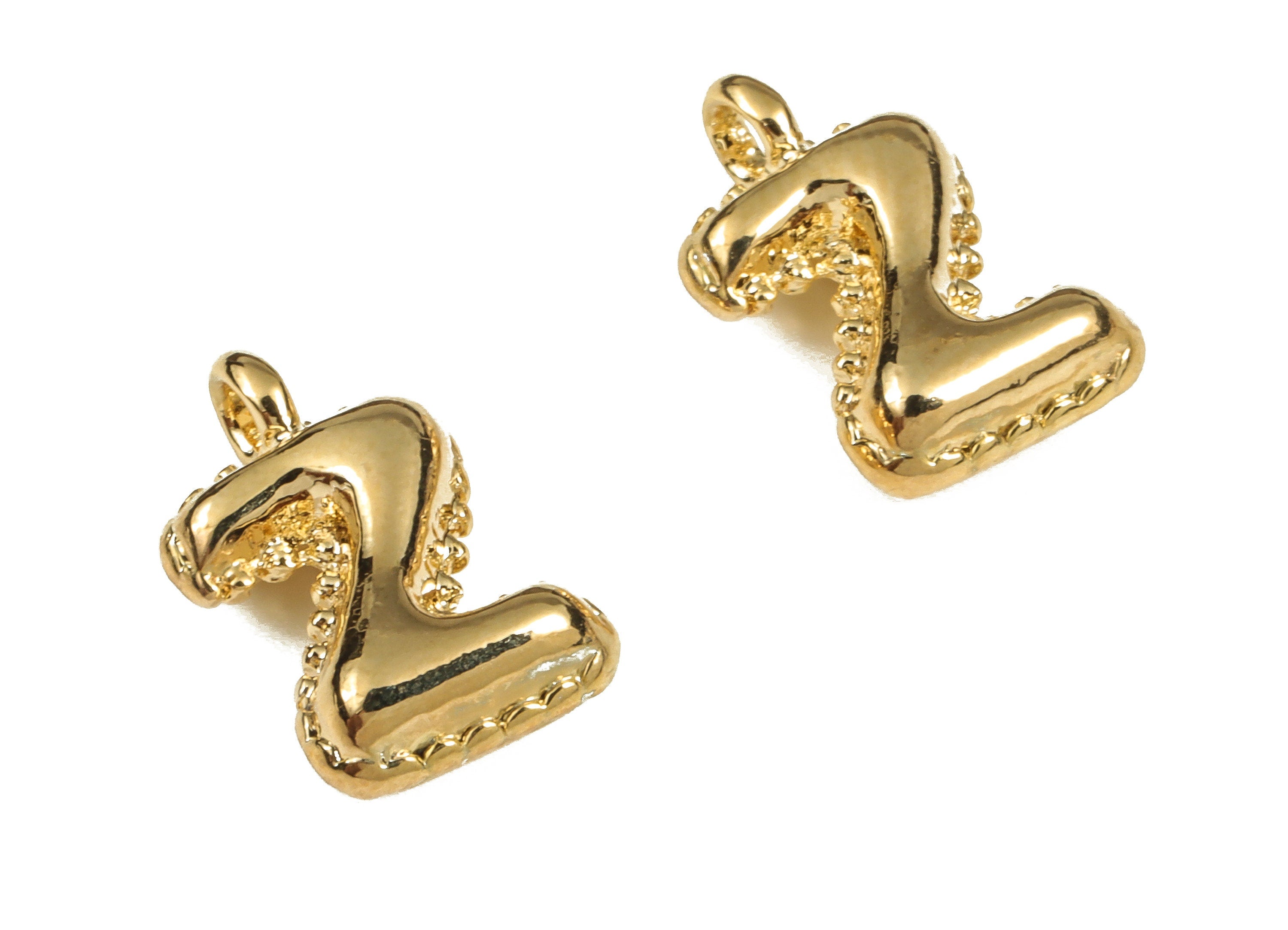 Brass The letter Z Earring Charms - Gold The letter Z Pendant - 18K Real Gold Plated Brass - Jewelry Supplies - 14.01x8.23x4.43mm - RGP3737Z - DOMEDBAZAAR