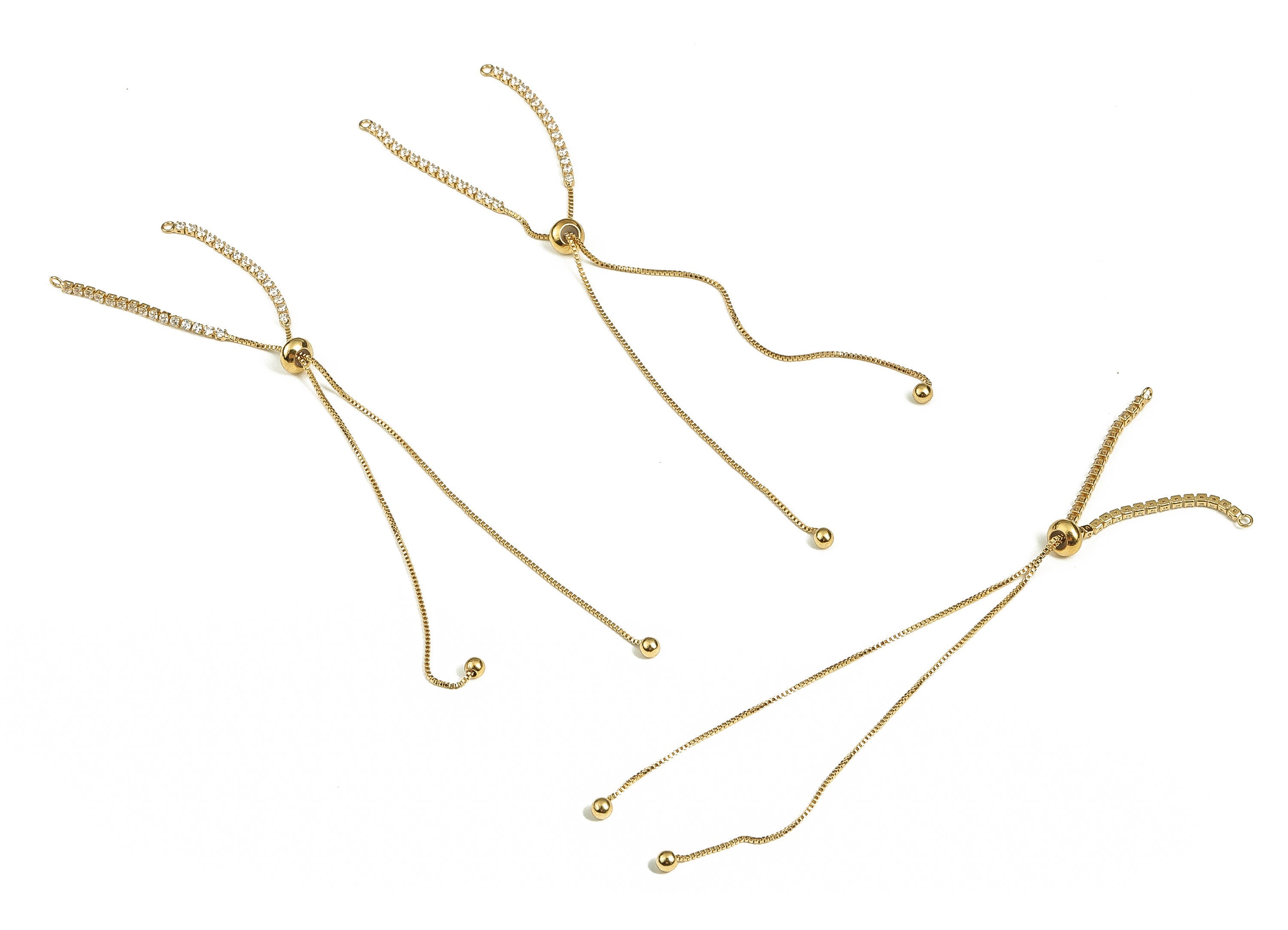 Brass Long Earrings With Zircons - Long Gold Earrings - Statement Earrings -18K Real Gold Plated Brass - 152.28x7.39x4.16mm - RGP3766 - DOMEDBAZAAR