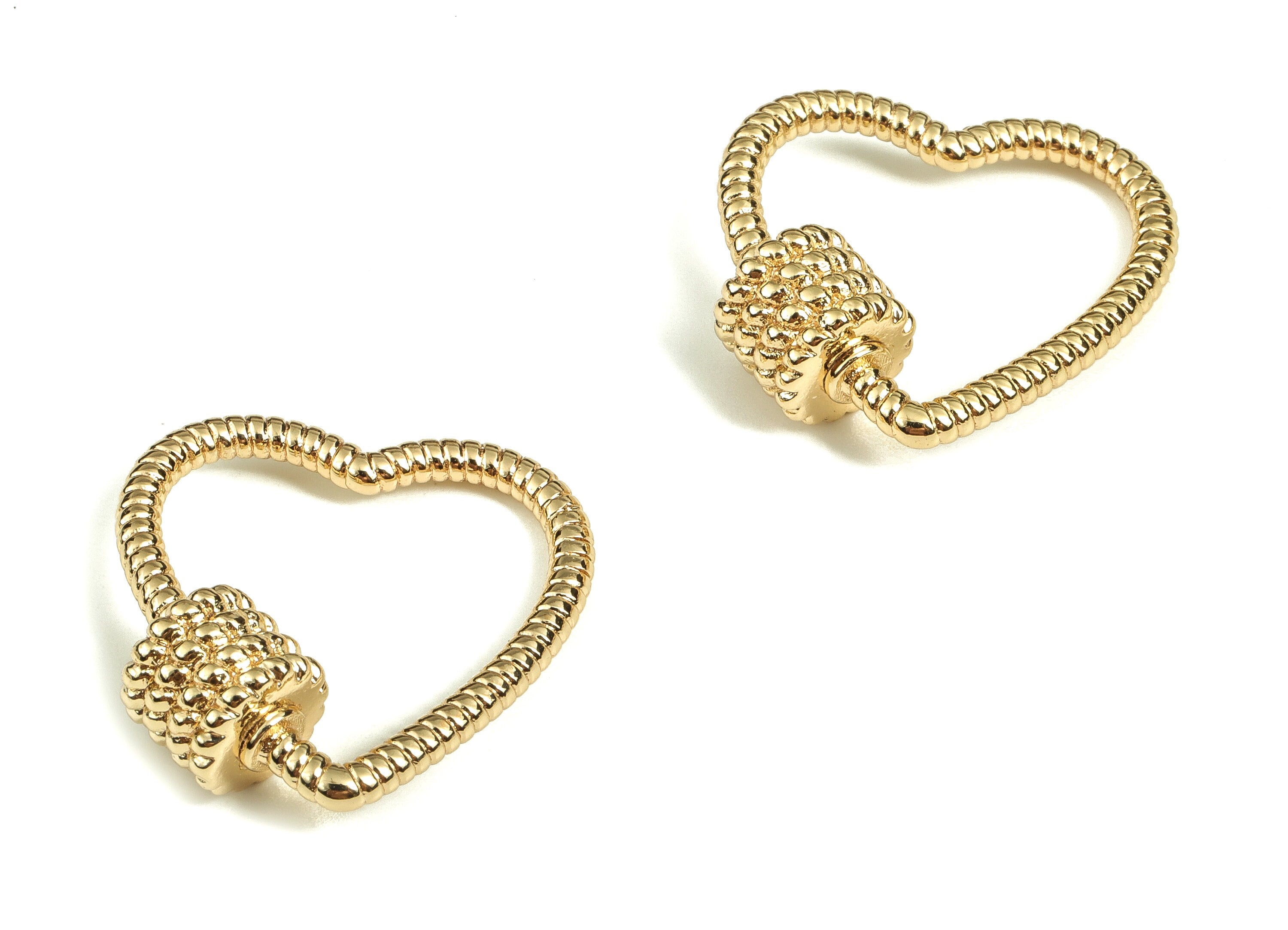 Brass Heart Charm Pendant – Gold Earring Charms -  18k Real Gold Plated Brass Charm –  DIY Jewelry Supplies  - 22.9x23.24x8.13mm- RGP3680 - DOMEDBAZAAR