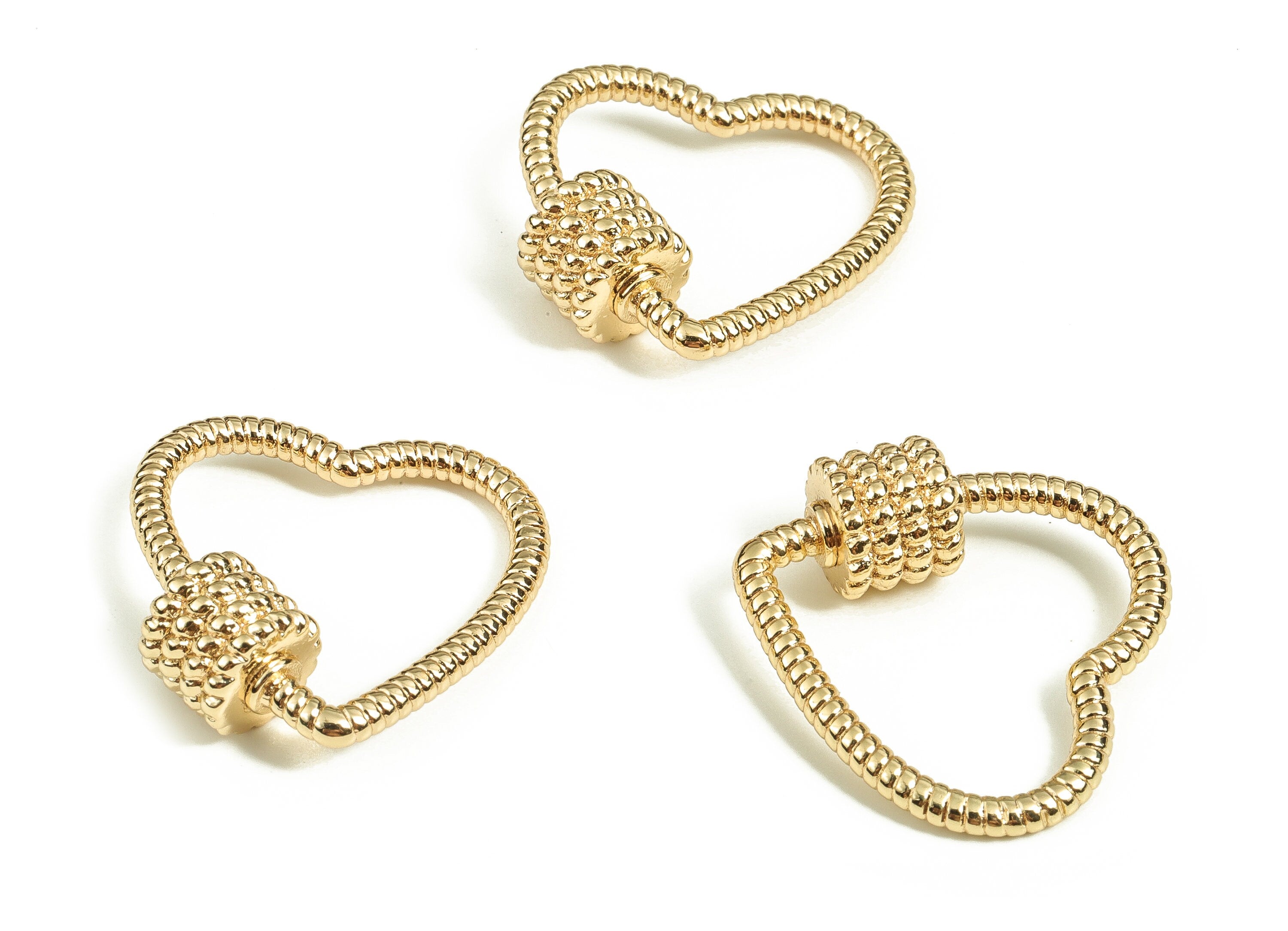 Brass Heart Charm Pendant – Gold Earring Charms -  18k Real Gold Plated Brass Charm –  DIY Jewelry Supplies  - 22.9x23.24x8.13mm- RGP3680 - DOMEDBAZAAR