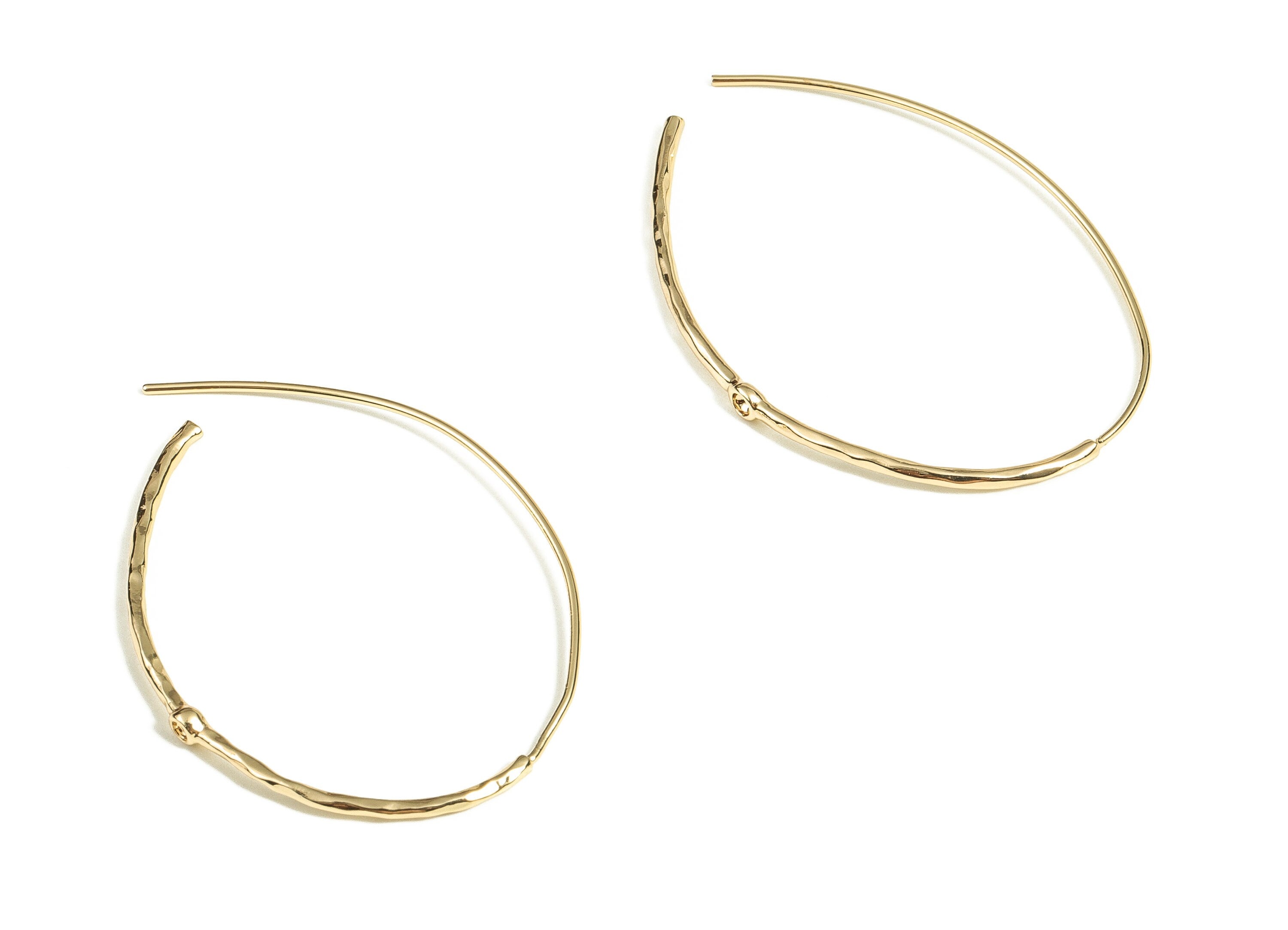Gold Drop Earring Hooks - Brass Drop Earring Wire - 18K Real Gold Plated Brass - Jewelry Making Supplies -41.78x16.15x2.11mm - RGP3671 - DOMEDBAZAAR