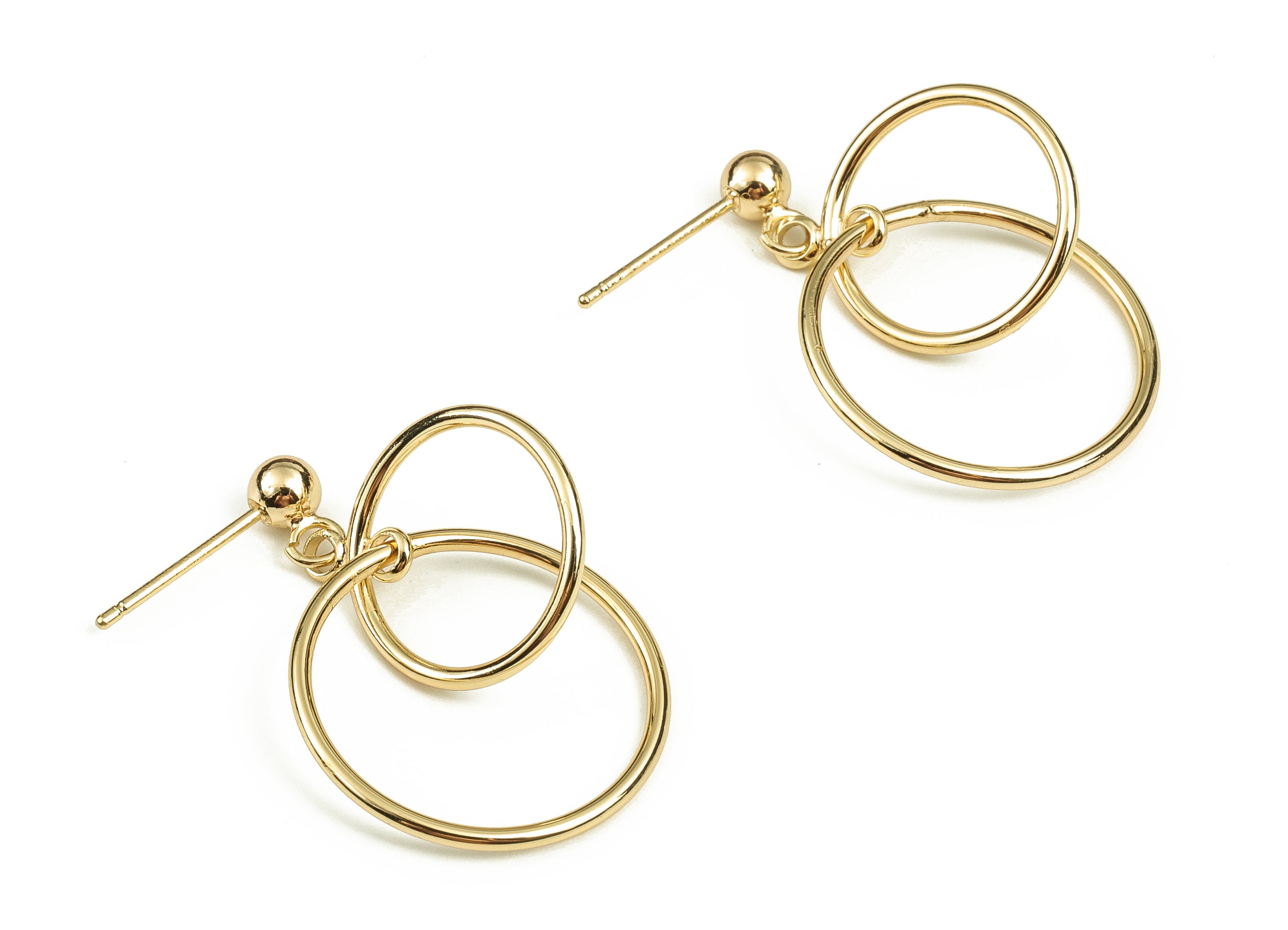 Brass Hoop Earing Round Loop  -  Brass Hoop Earring Stud - 18K Real Gold Plated Brass - Jewelry Supplies  -  28.87x19.81x2.07mm -  RGP3681 - DOMEDBAZAAR