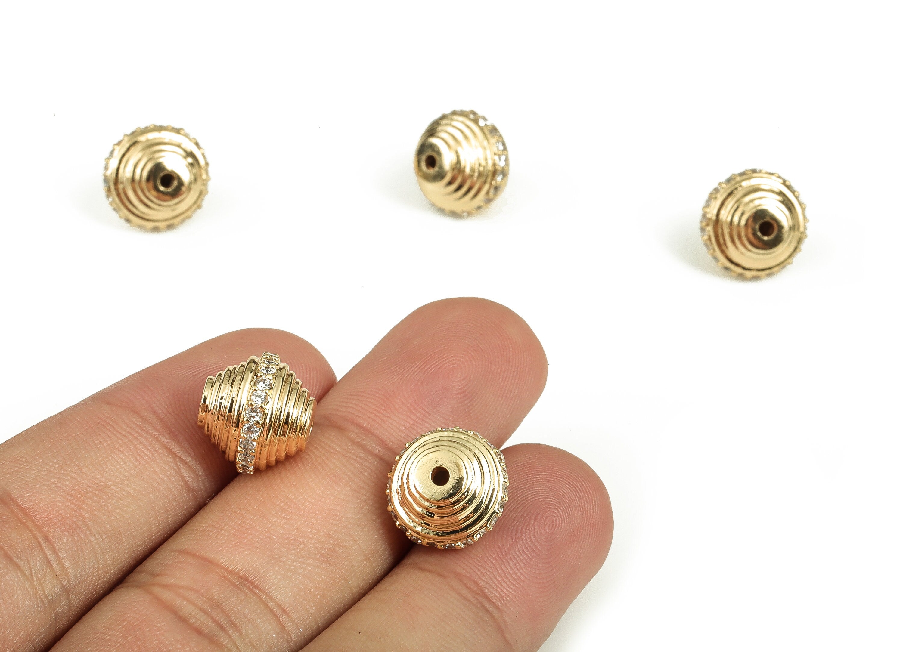 Brass Sea Snail Earring Charms - Gold  Pendant With Zircon- 18K Real Gold Plated  -  Jewelry Making Supplies  - 11.03x12.08x1.59mm - RGP3678 - DOMEDBAZAAR