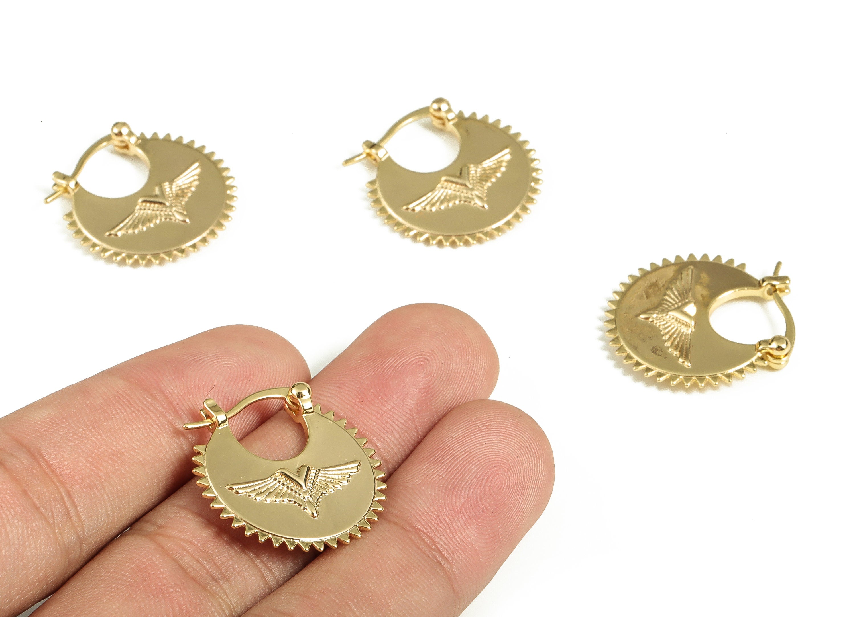 Brass Round Earring Clasp - Gold Plain Symbol - 18K Real Gold Plated Brass Clasp - Jewelry Making Supplies - 23.33x22.54x3.54mm - RGP3811 - DOMEDBAZAAR