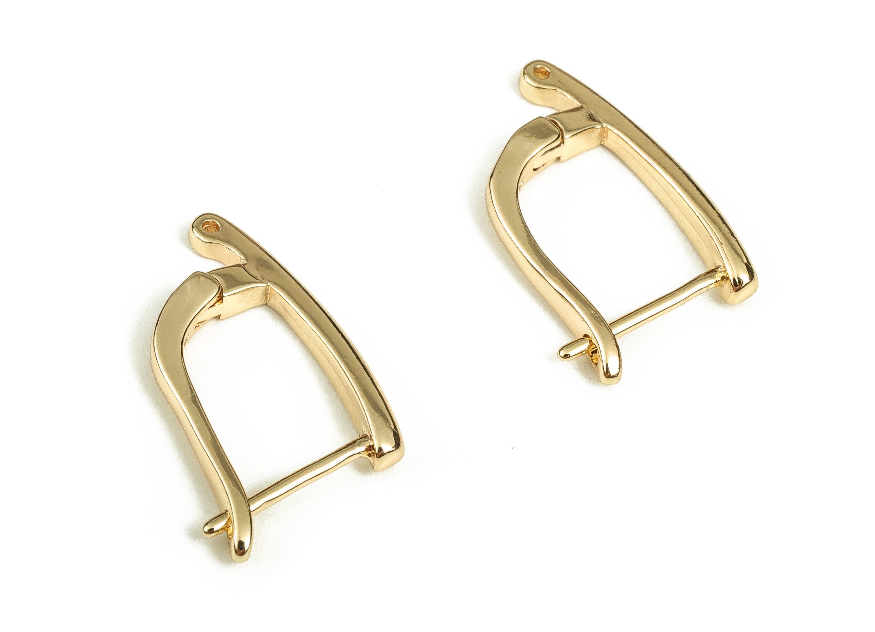 Brass Stud Earrings - Gold Plated Stud Earring with Loop - 18k Real Gold Plated Brass - Jewelry Making Supplies - 21.15x11.9x2.5mm - RGP3896 - DOMEDBAZAAR
