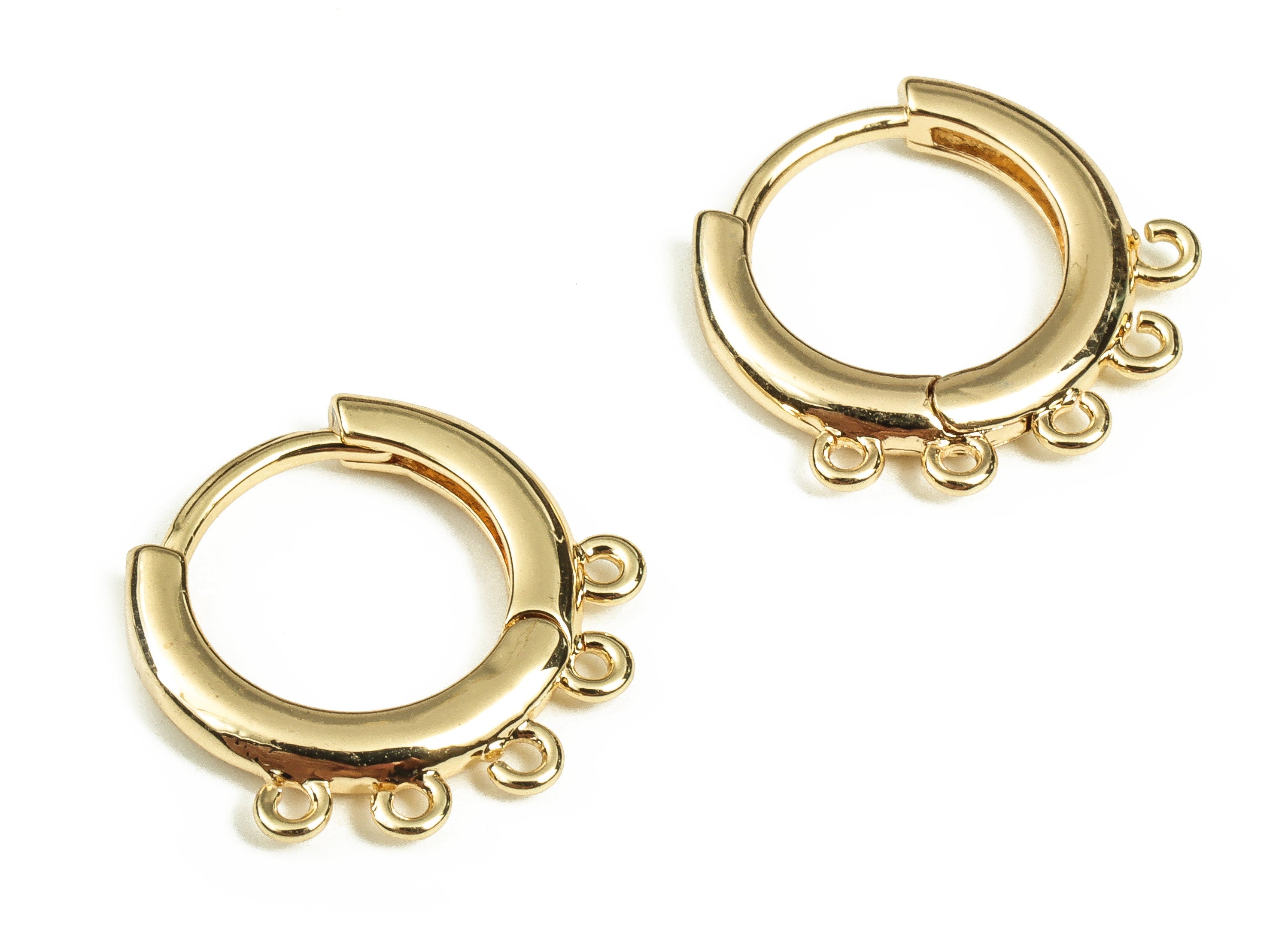 Gold Huggie Hoop Earrings - 18K Gold Plated Brass Hoop Findings - 5 Loops Gold Hoops - Jewelry Making Supplies - 14.88x14.12x2.13mm- RGP3727 - DOMEDBAZAAR