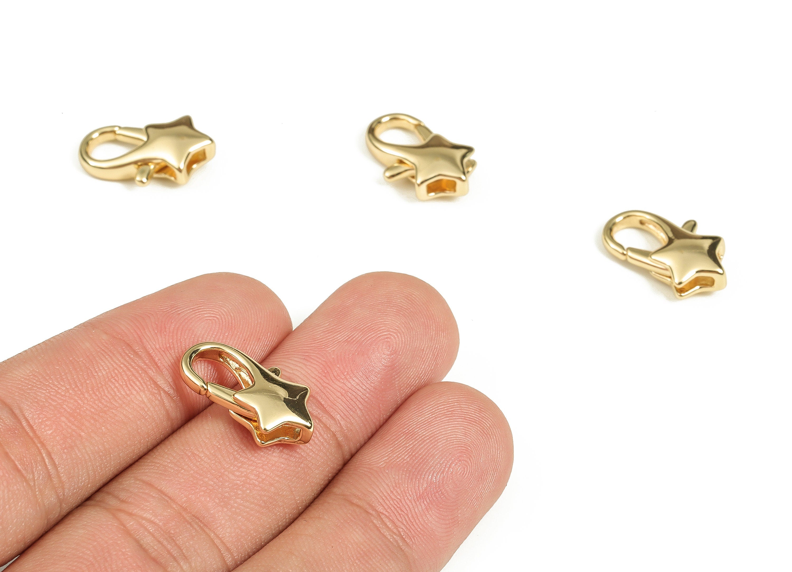 Brass Star Parrot Clasps - Gold Star Lobster Clasp - 18K Real Gold Plated Brass Clasp - Jewelry Making Supplies -17.77x10.64x5.3mm- RGP3562 - DOMEDBAZAAR
