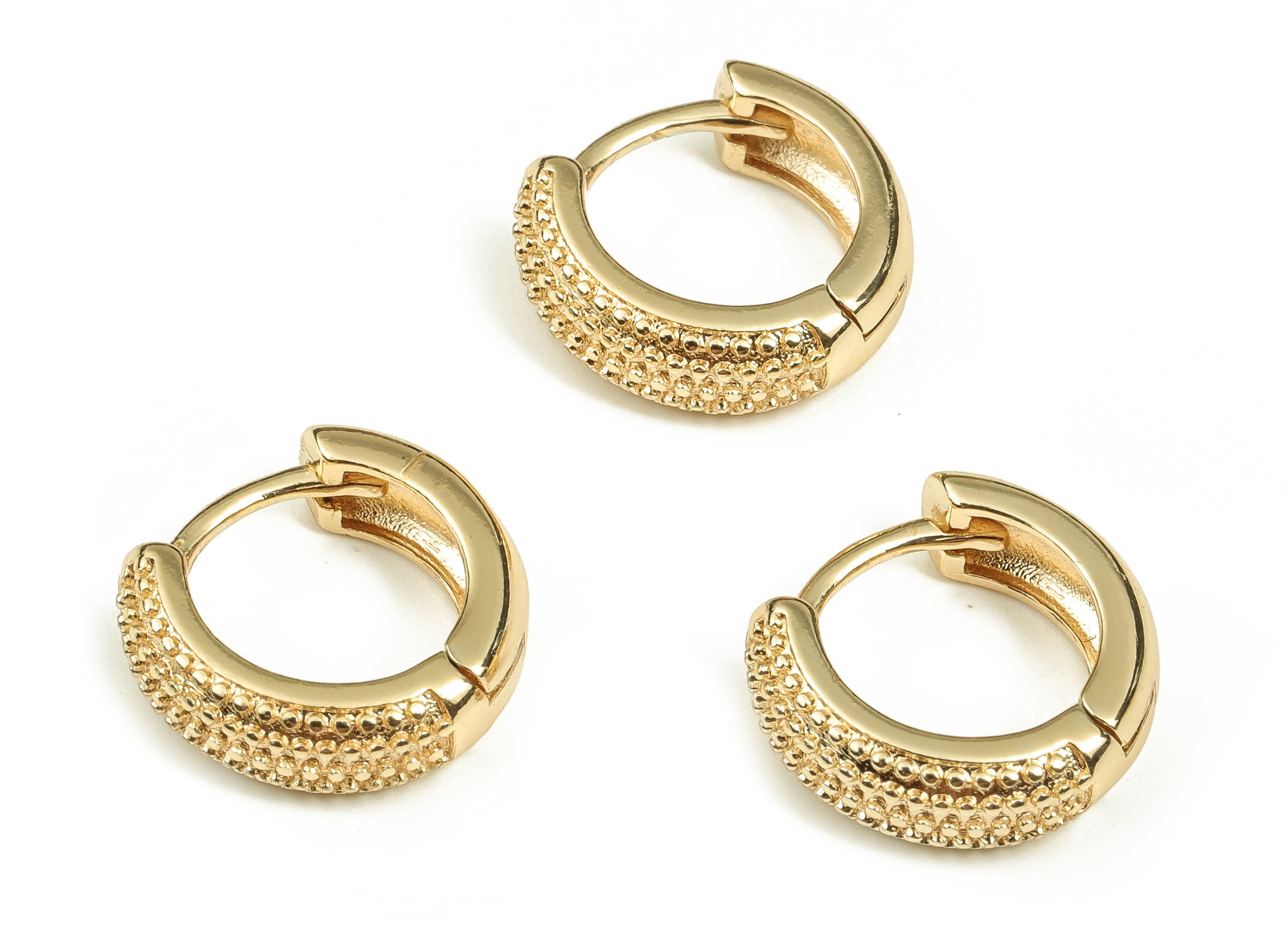 Brass Round Hoop Earrings - Dainty Earrings - Huggie Hoop Earrings -  18k Gold Plated Brass - Jewelry Supplies -11.59x12.43x3.99mm - RGP3723 - DOMEDBAZAAR