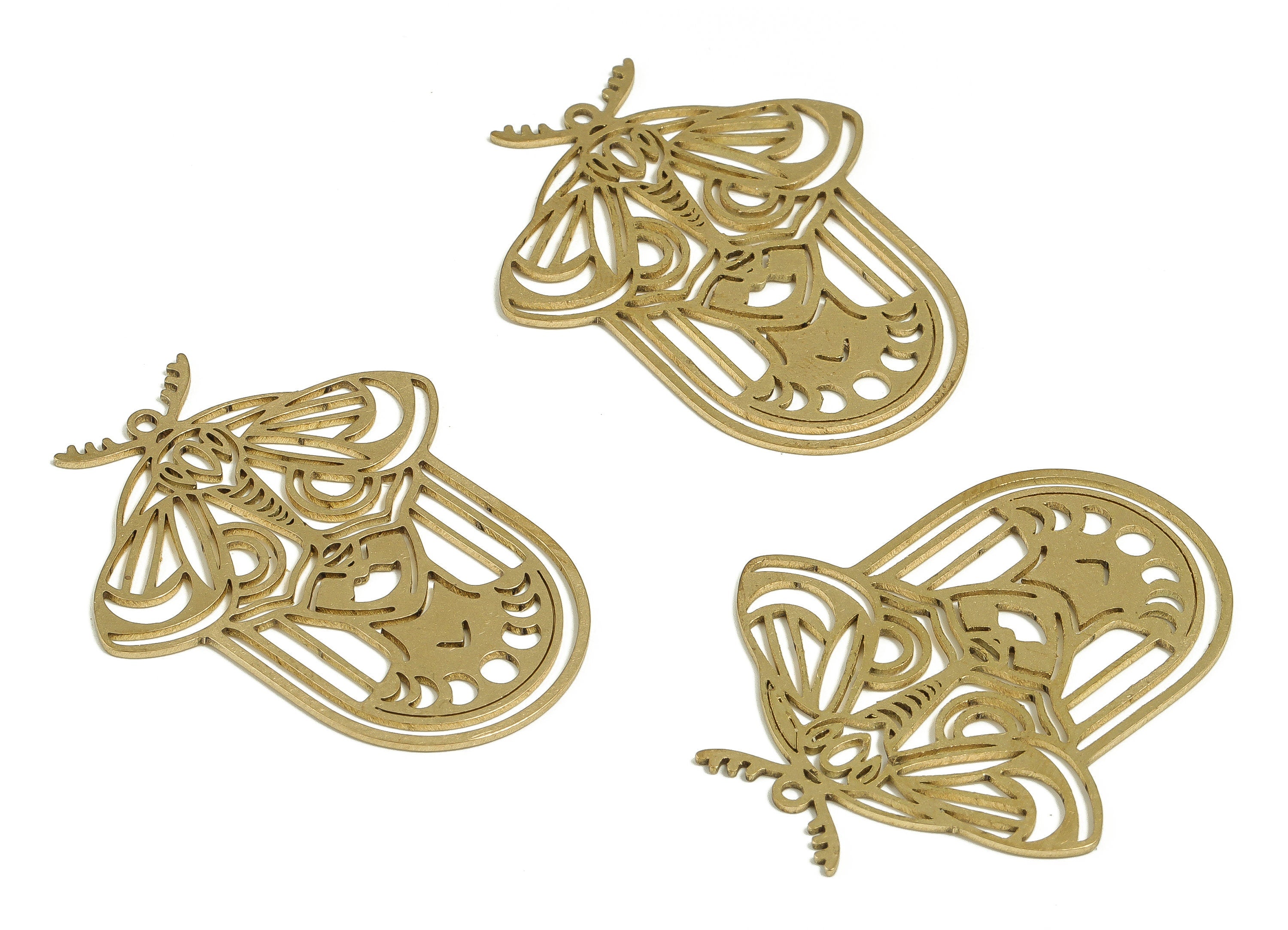 Brass Butterfly Earring Charms - Raw Brass Butterfly Pendant - Earring Findings - DIY Jewelry Making Supplies - 37.47x30.9x0.71mm - PP4708 - DOMEDBAZAAR