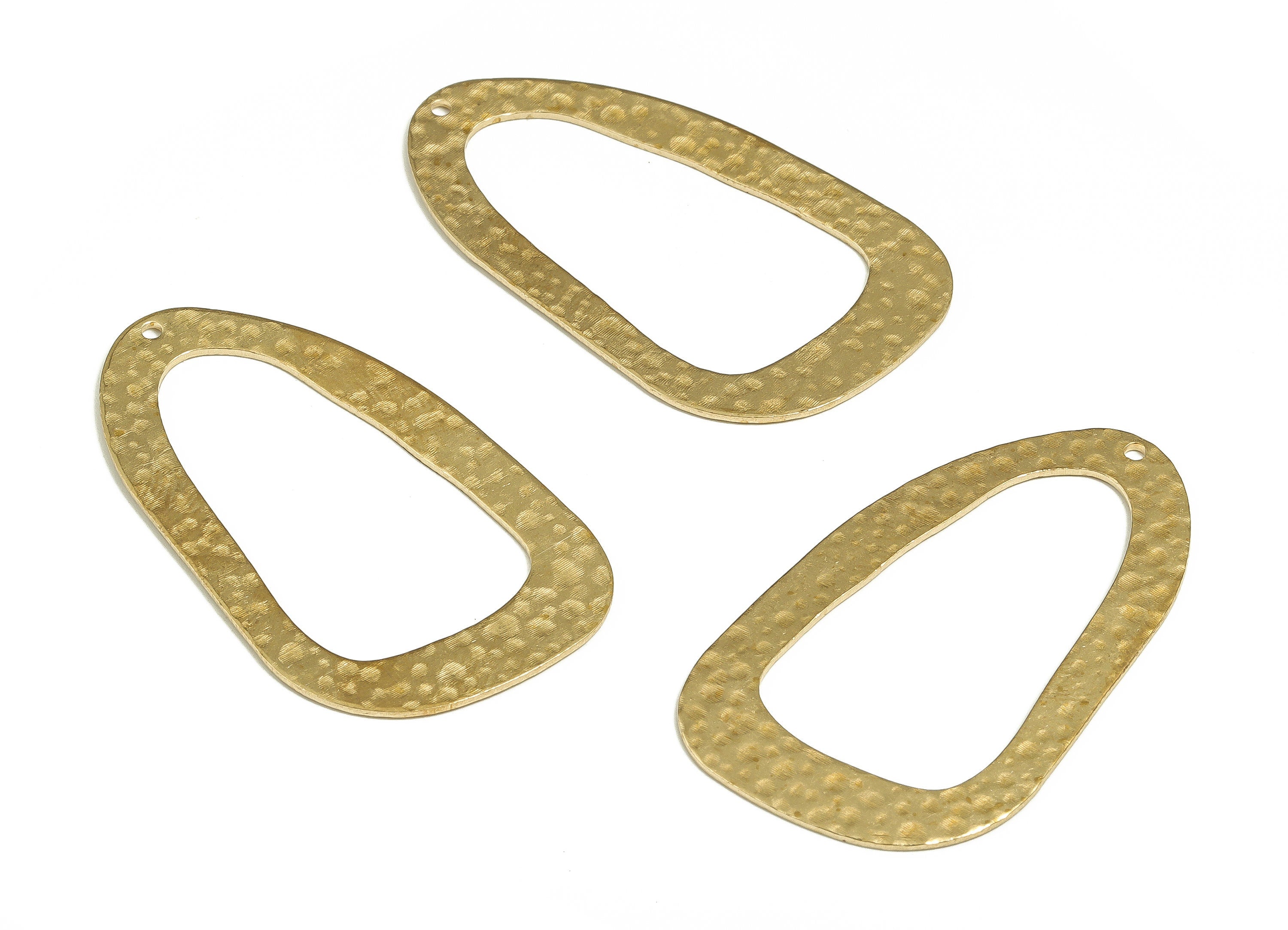 Brass Hammered Geometry Earring Charms - Roughcast Geometry Pendant - Earring Findings - Jewelry Making Supplies - 43.68x25.42x0.87mm-PP4702 - DOMEDBAZAAR