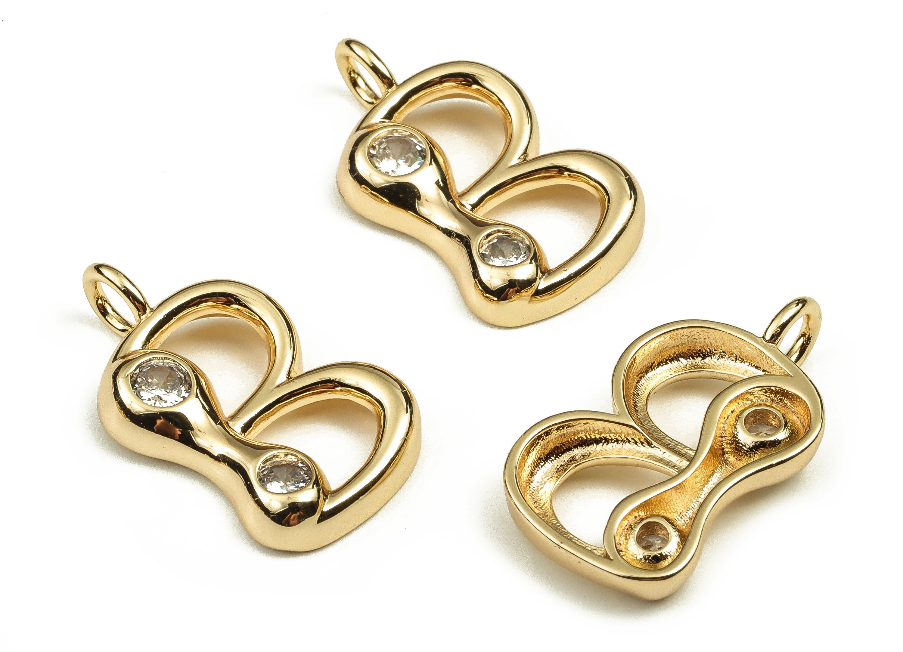 Brass Alphabet B Earring Charms with Zircons – B Initial Charm -The Letter B Pendant - 18K Gold Plated Brass - 25.40x14.34x3.82mm - RGP3668B - DOMEDBAZAAR