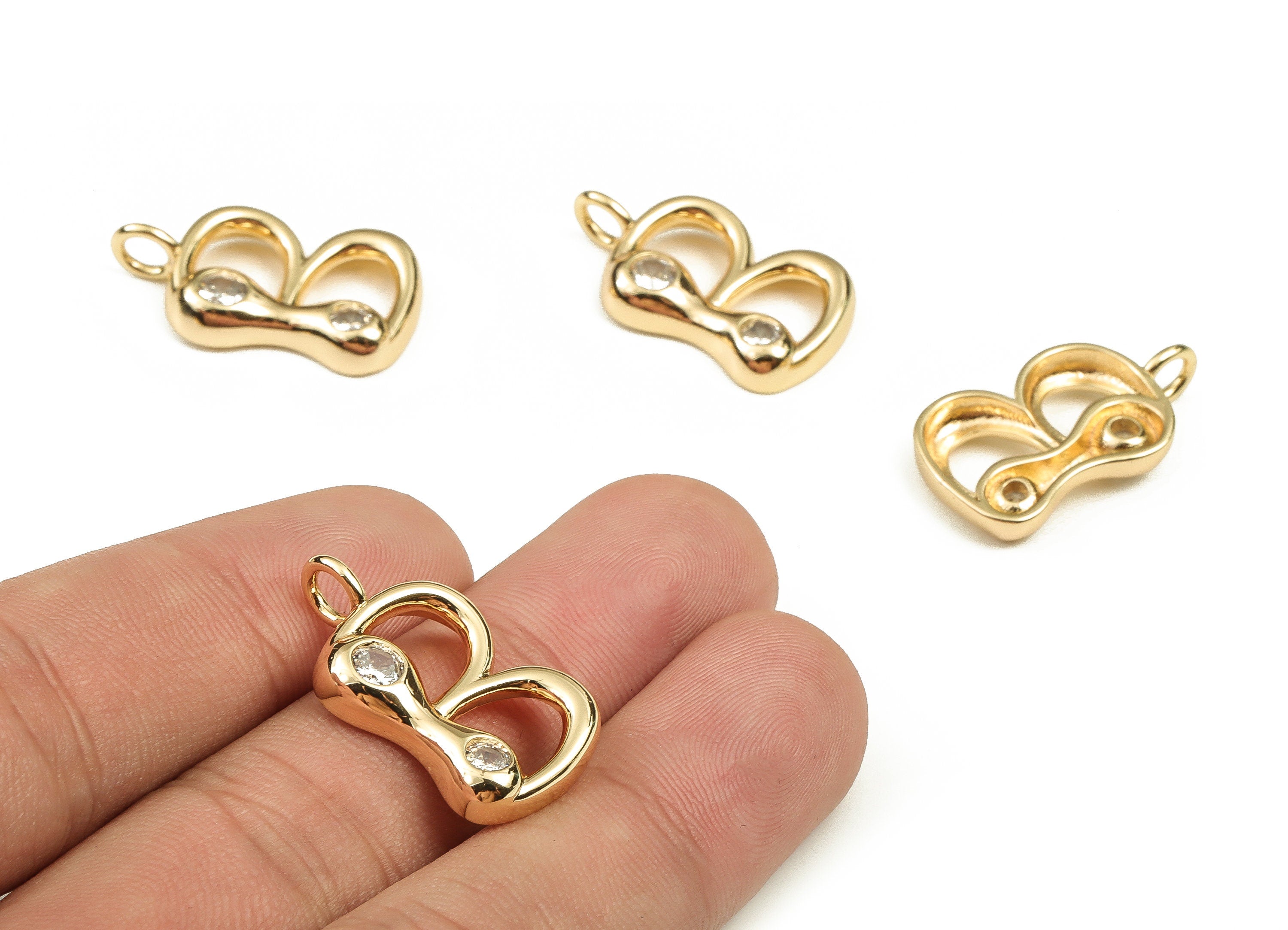 Brass Alphabet B Earring Charms with Zircons – B Initial Charm -The Letter B Pendant - 18K Gold Plated Brass - 25.40x14.34x3.82mm - RGP3668B - DOMEDBAZAAR