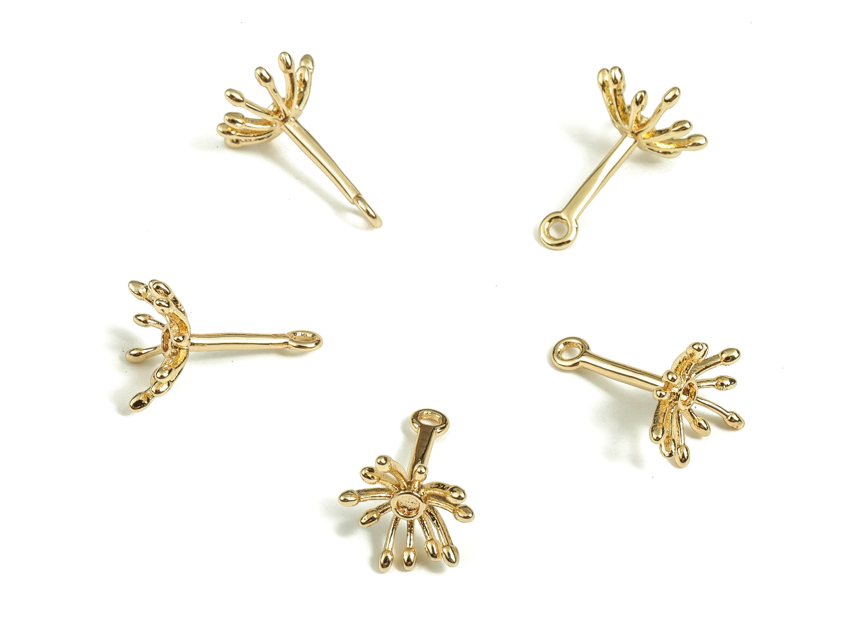 Brass Fireworks Earring Charms - Gold Fireworks Pendant - 18K Real Gold Plated Brass - Jewelry Supplies - 13.77x9.2x1.11mm - RGP3898 - DOMEDBAZAAR