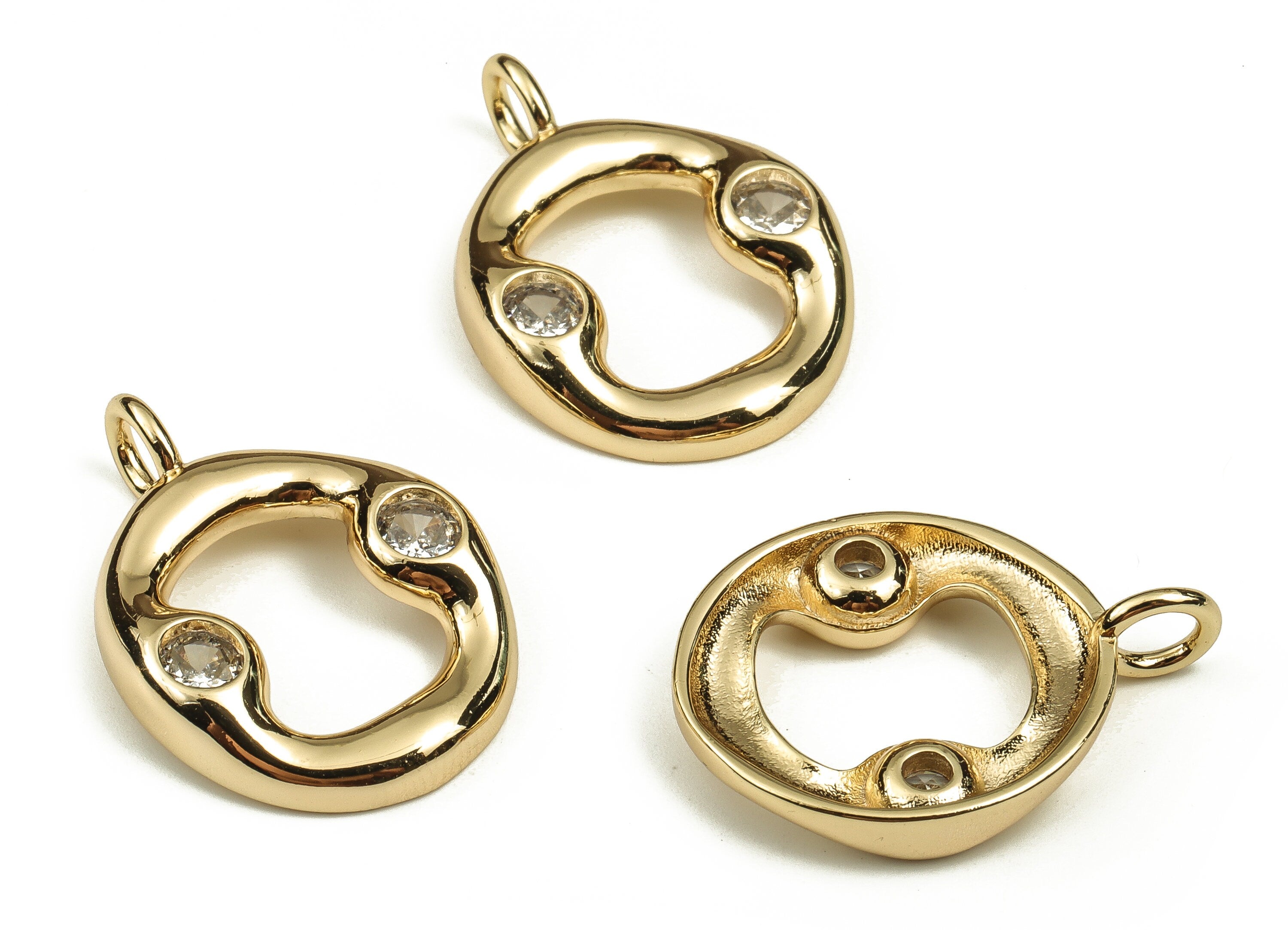 Brass Alphabet O Earring Charms with Zircons – O Initial Charm -The Letter O Pendant - 18K Gold Plated Brass -25.12x18.32x3.76mm- RGP3668O - DOMEDBAZAAR