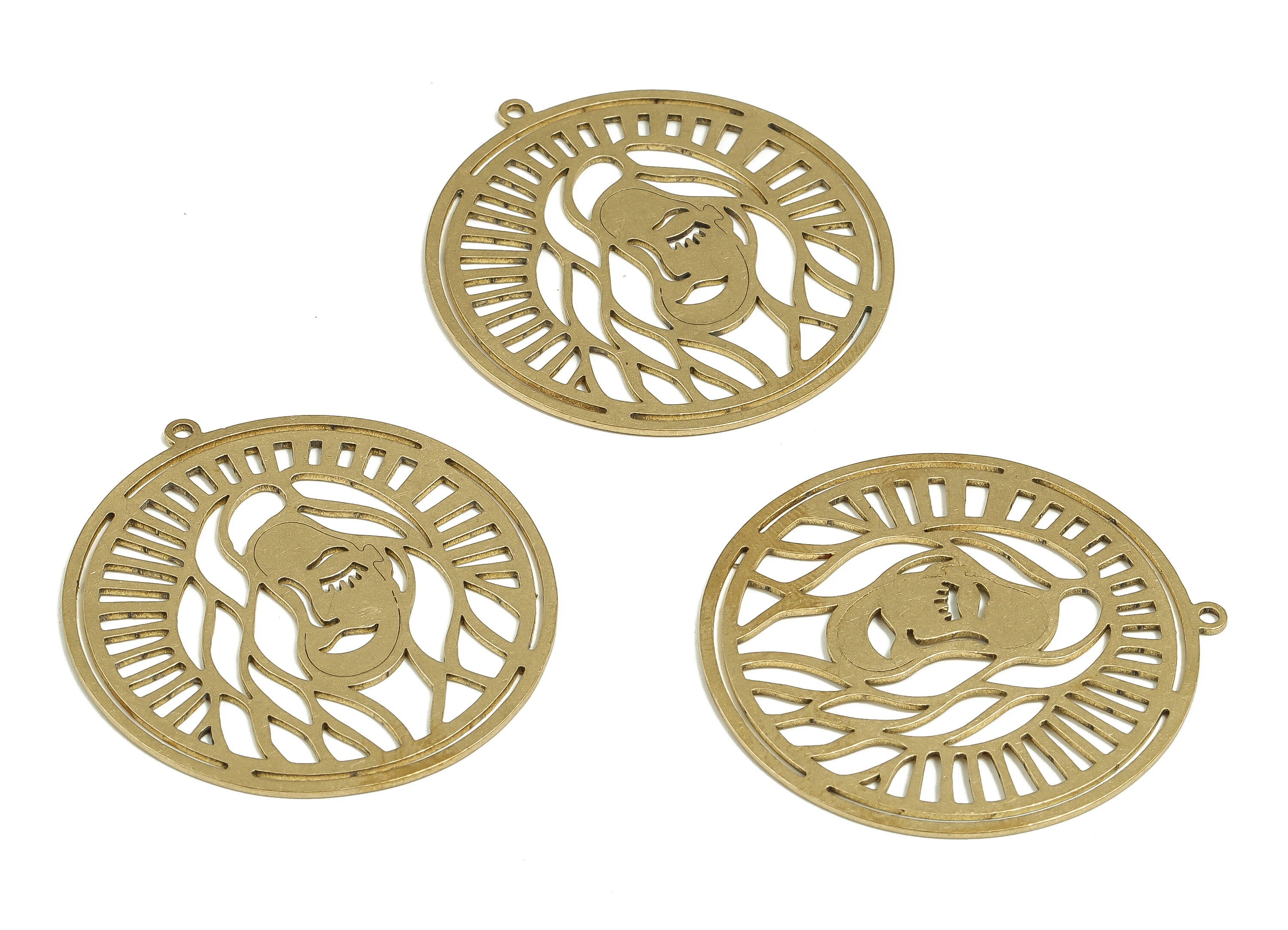 Brass Round Face Earring Charms - Raw Brass Circle Pendant - Earrings Finding - Jewelry Making Supplies - 37.26x34.88x0.71mm - PP4701 - DOMEDBAZAAR