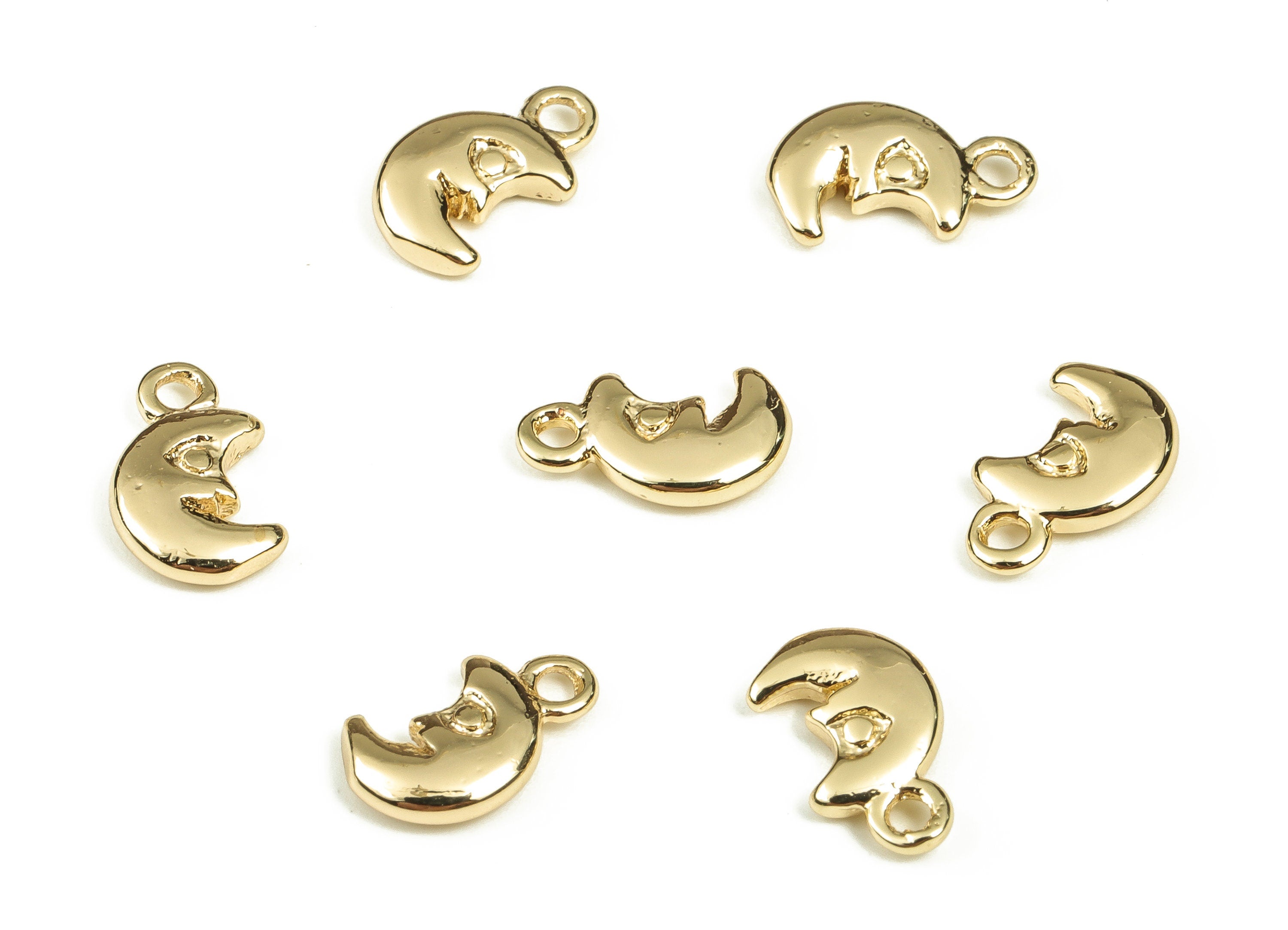 Brass Moon Earring Charms - Gold Moon Face Pendant - 18K Real Gold Plated Brass - Jewelry Making Supplies - 10x6.15x2.02mm - RGP3550 - DOMEDBAZAAR