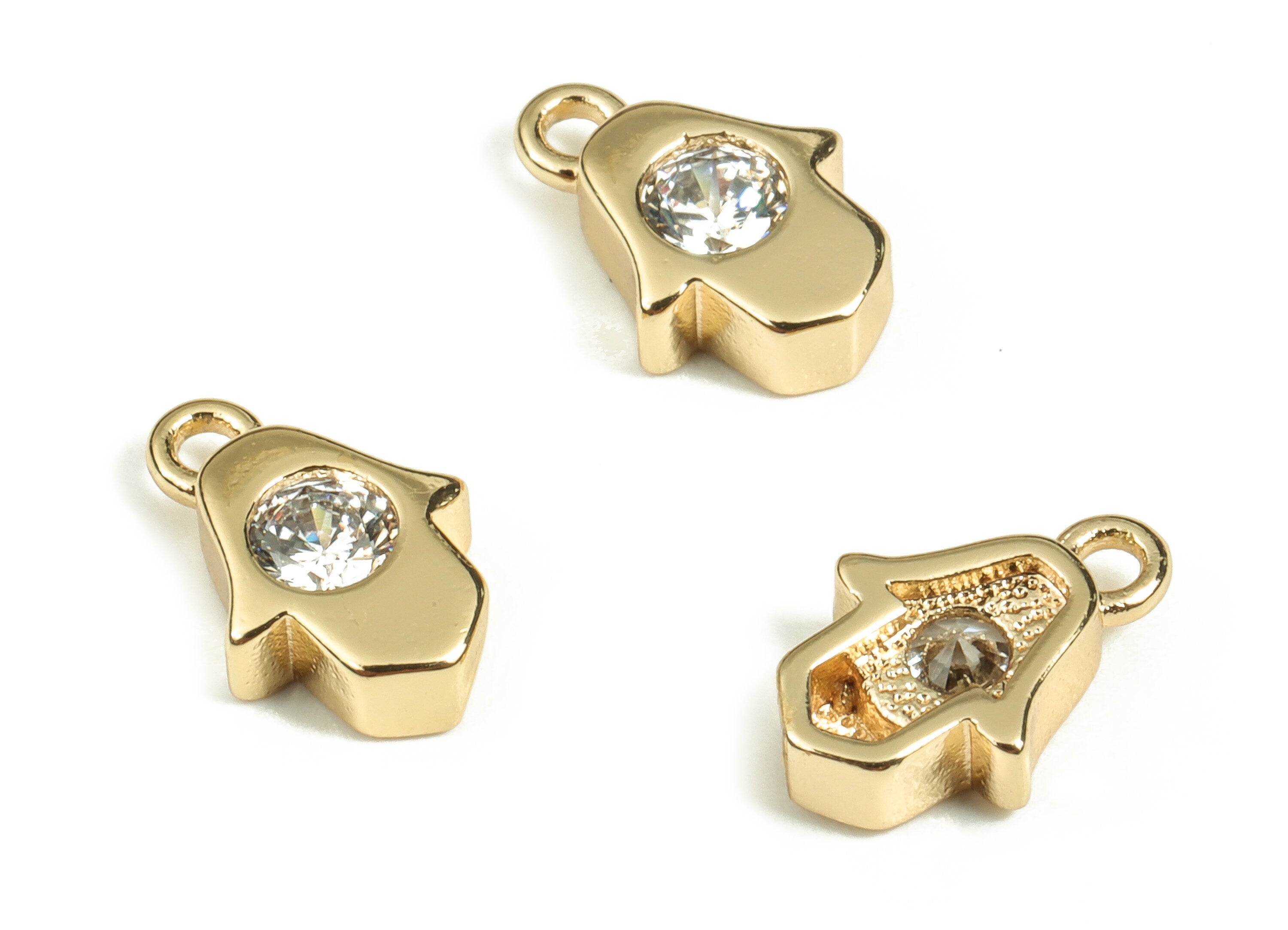 Brass Mini Drop Charms - CZ Pave Mini Charms - Cubic Zirconia Charms- 18k Real Gold Plated Brass - Jewelry Supplies -9x6.14x2.58mm- RGP3486 - DOMEDBAZAAR