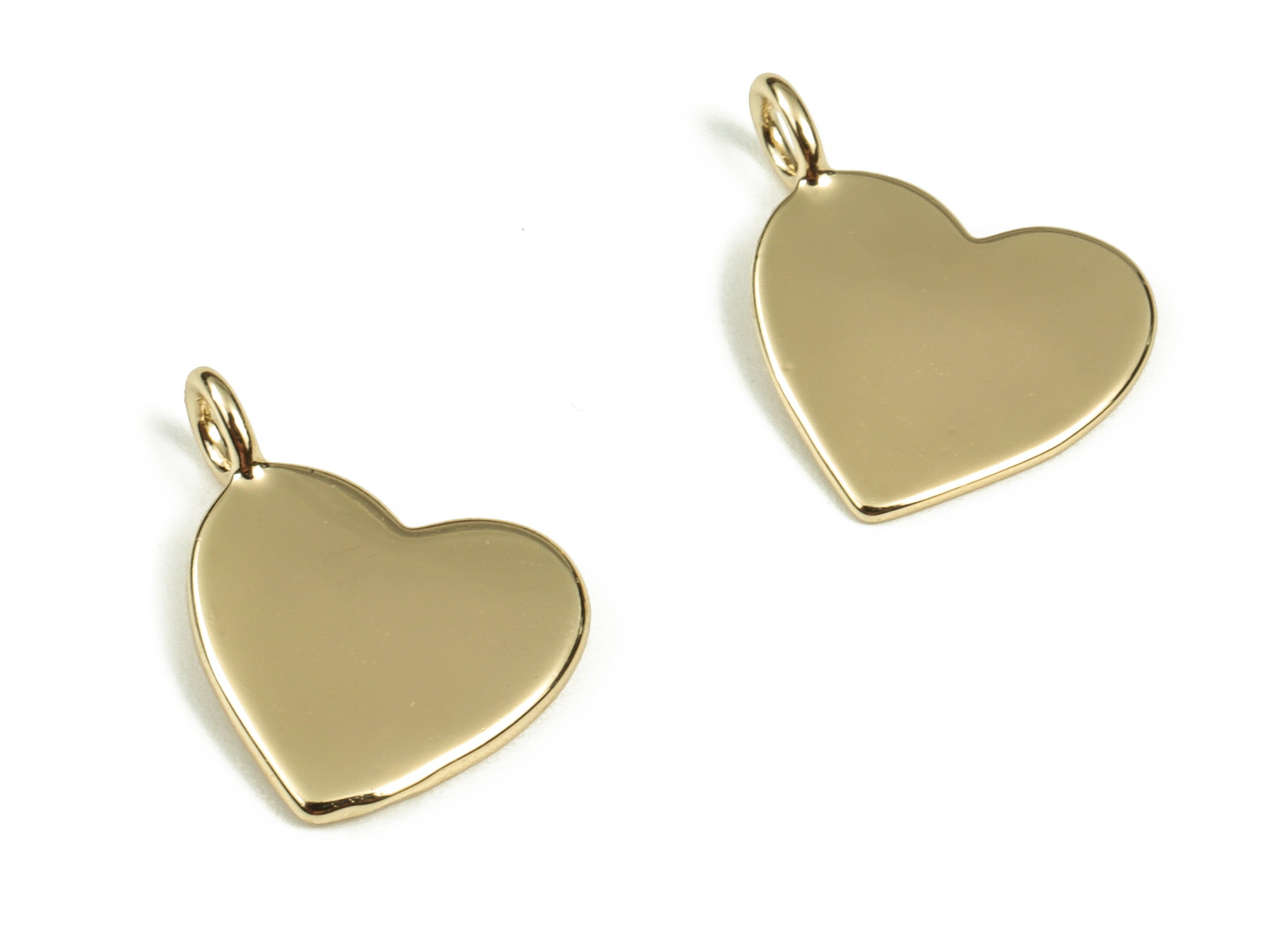 Brass Heart Earring Charms - Gold Heart Pendant Charm - 18K Real Gold Plated Brass Charms - Jewelry Making Supplies -11x10x1.13mm- RGP3495 - DOMEDBAZAAR