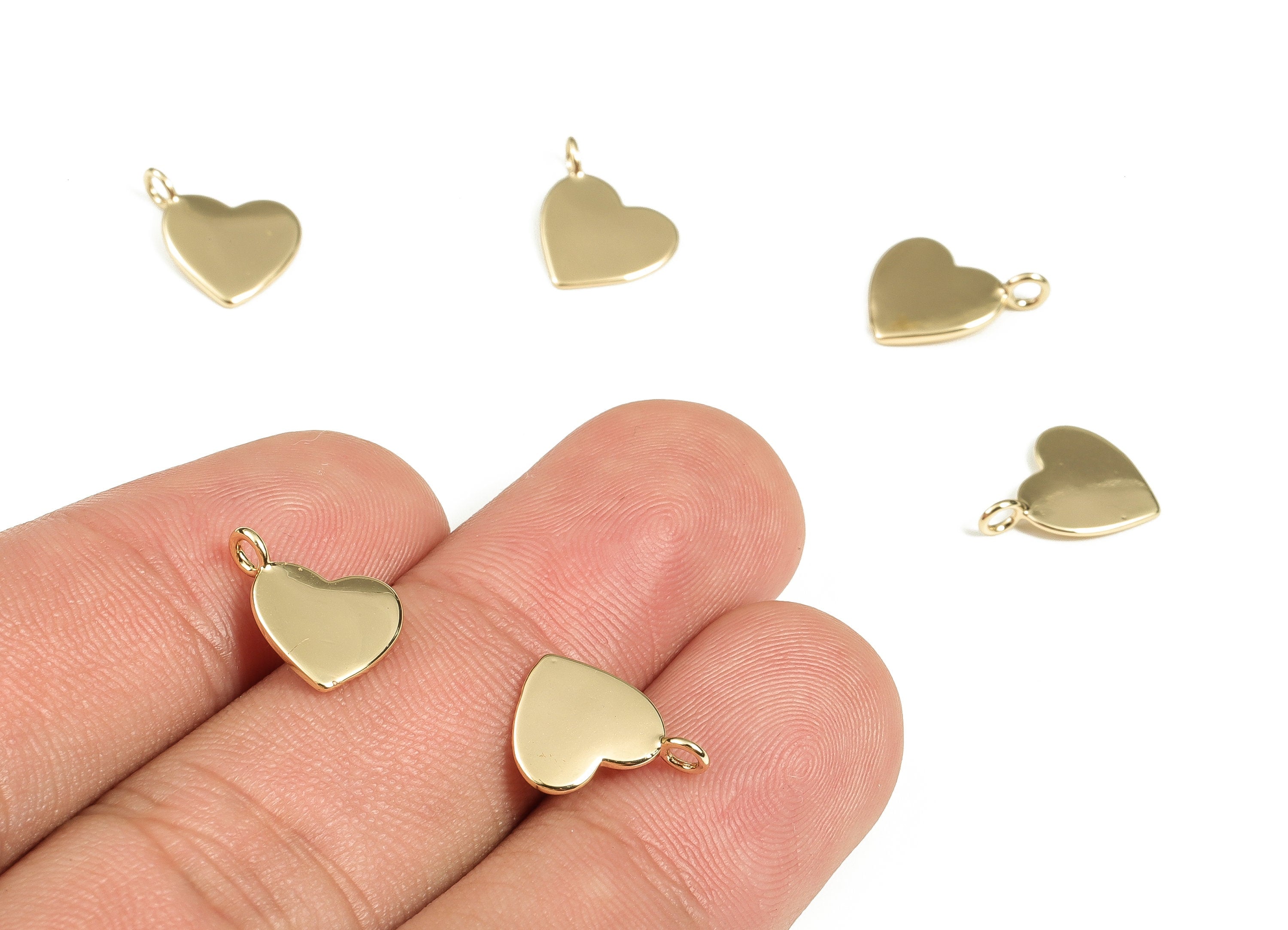 Brass Heart Earring Charms - Gold Heart Pendant Charm - 18K Real Gold Plated Brass Charms - Jewelry Making Supplies -11x10x1.13mm- RGP3495 - DOMEDBAZAAR