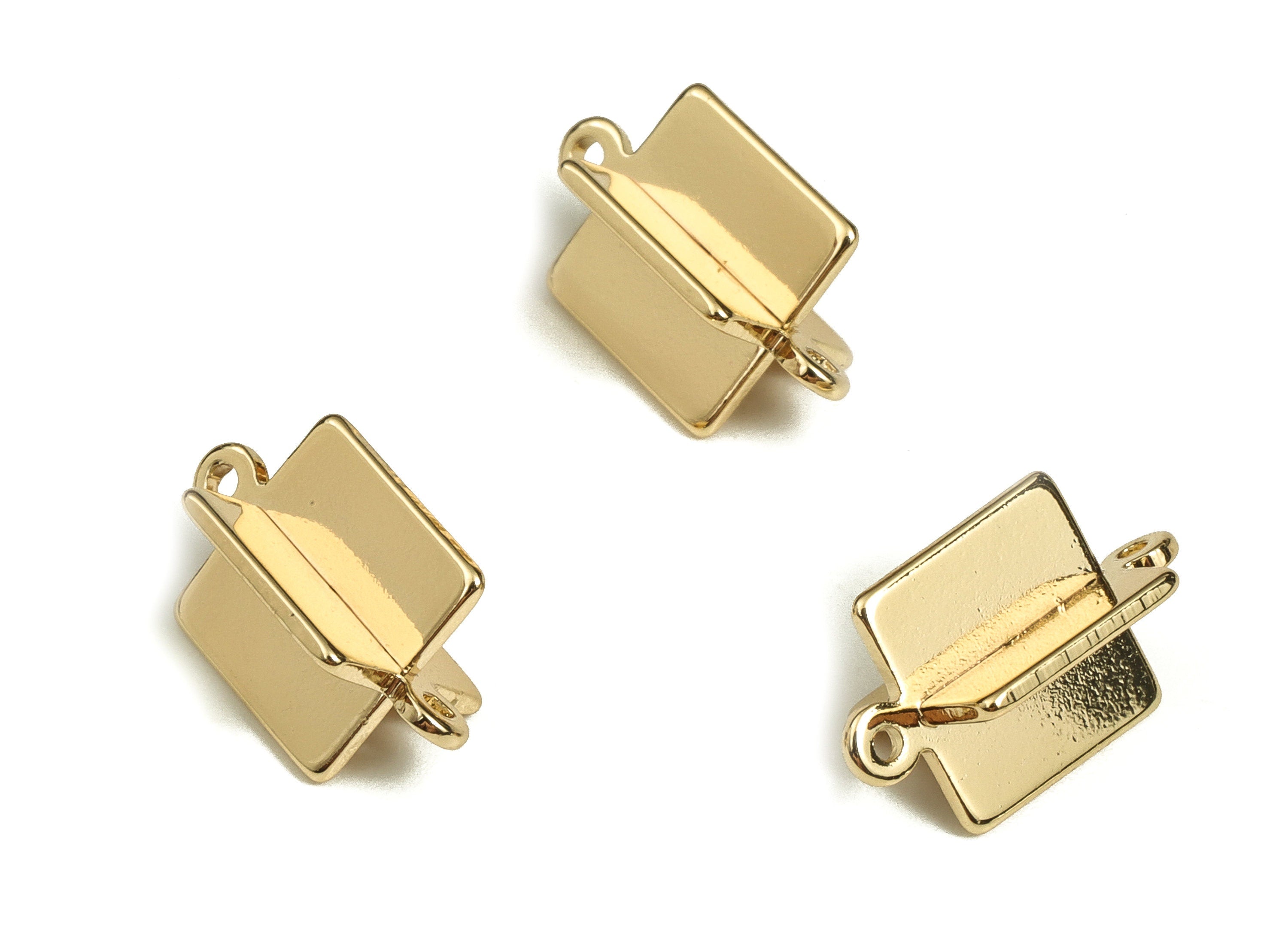 Brass Rhombic Earring Connector - Gold Rhombic Pendant - 18K Real Gold Plated Brass - Jewelry Making Supplies - 13.61x8.35x0.84mm - RGP3931 - DOMEDBAZAAR