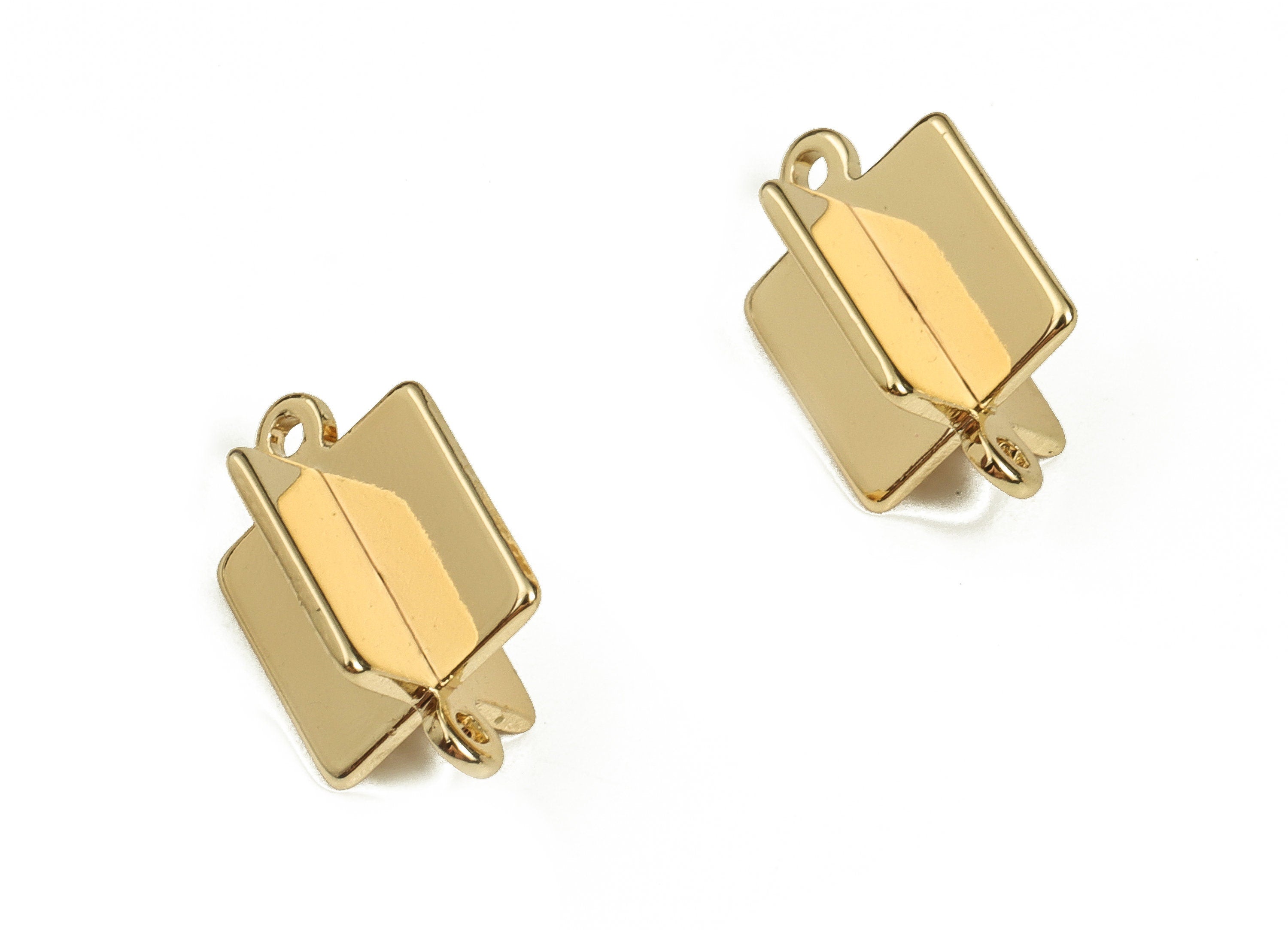 Brass Rhombic Earring Connector - Gold Rhombic Pendant - 18K Real Gold Plated Brass - Jewelry Making Supplies - 13.61x8.35x0.84mm - RGP3931 - DOMEDBAZAAR
