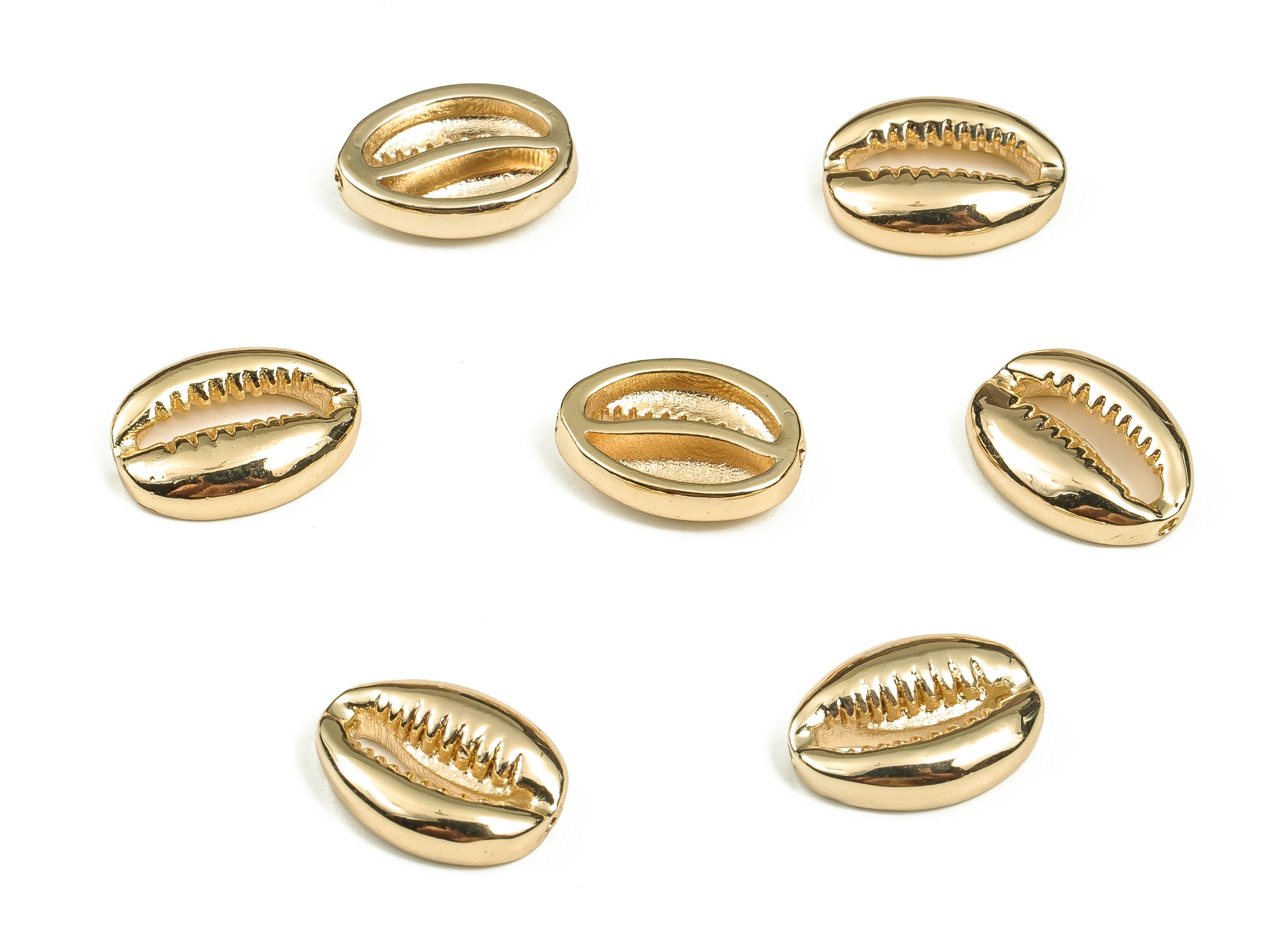 Brass Shell Earring Connector - Gold Shell Pendant - 18K Real Gold Plated Brass - Jewelry Making Supplies - 13.62x9.95x3.63mm - RGP3705 - DOMEDBAZAAR