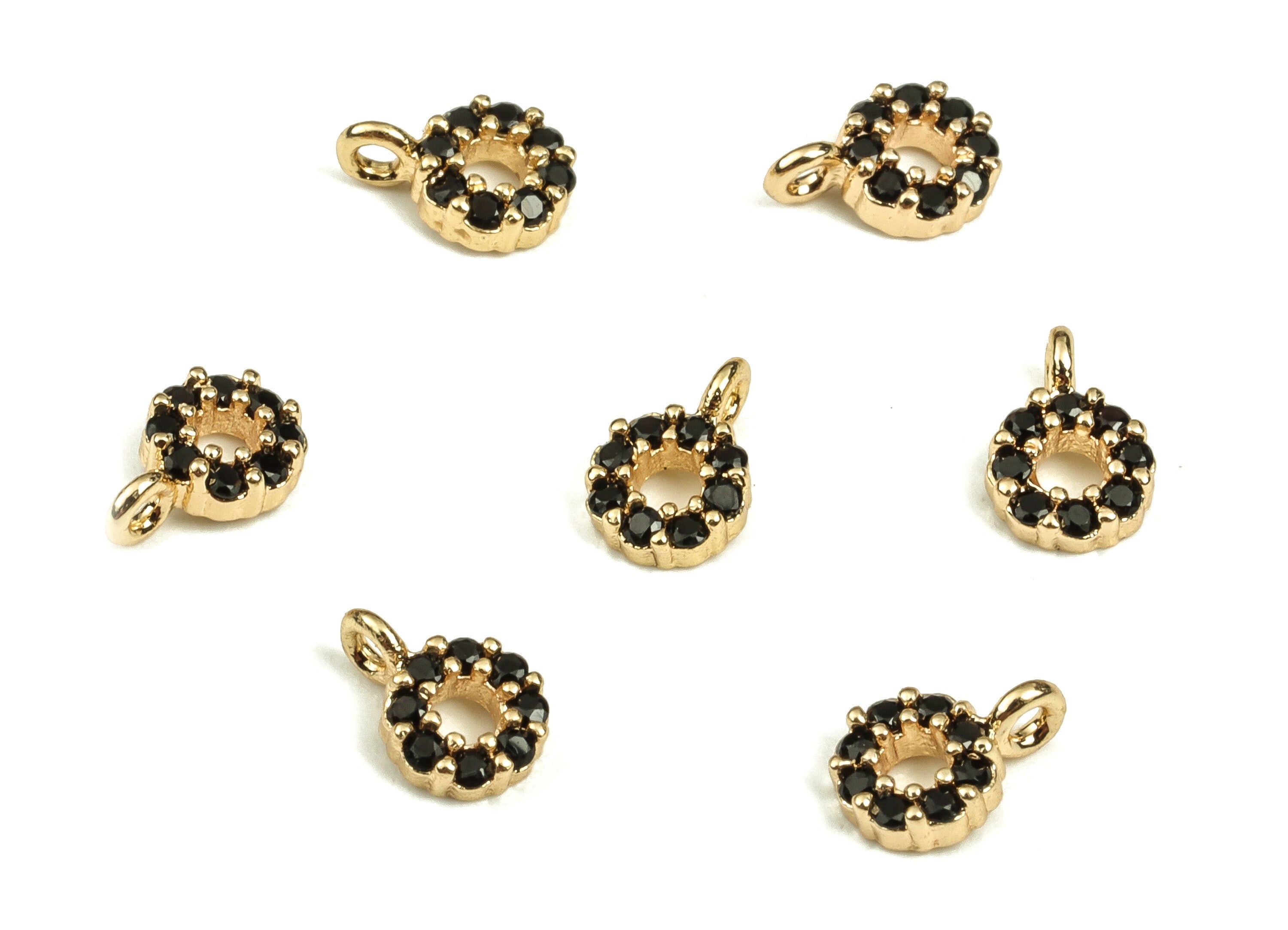 Brass Mini Circle Charm - CZ Paved Gold Circle Charm Pendants - 18k Real Gold plated Brass - Jewelry Making Supplies -6x4.17x1.65mm- RGP3485 - DOMEDBAZAAR