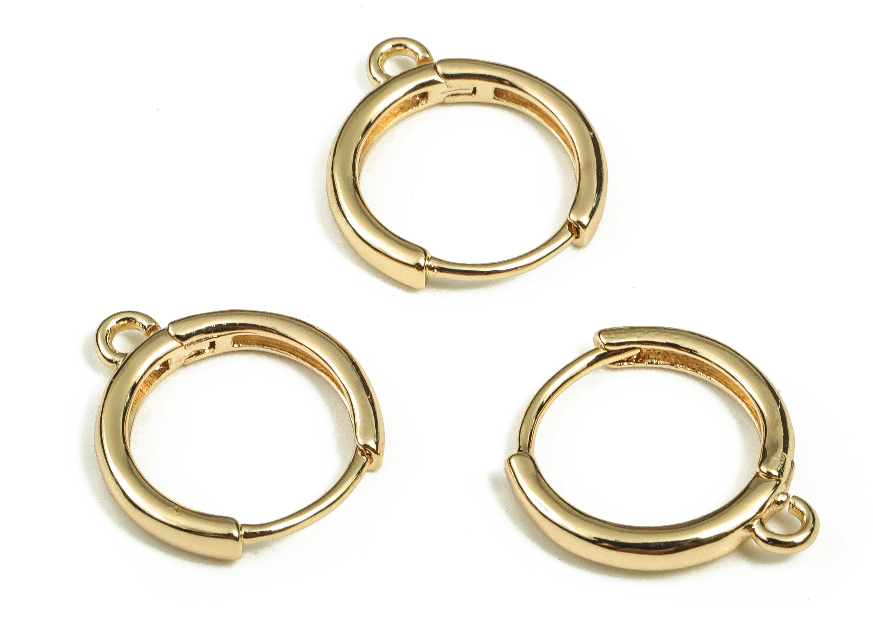 Brass Earring Round Huggie - Gold Earring Hoop Huggie – 18K Real Gold Plated Brass - Jewelry Making Supplies - 15.99x14.07x2.37mm - RGP3696 - DOMEDBAZAAR