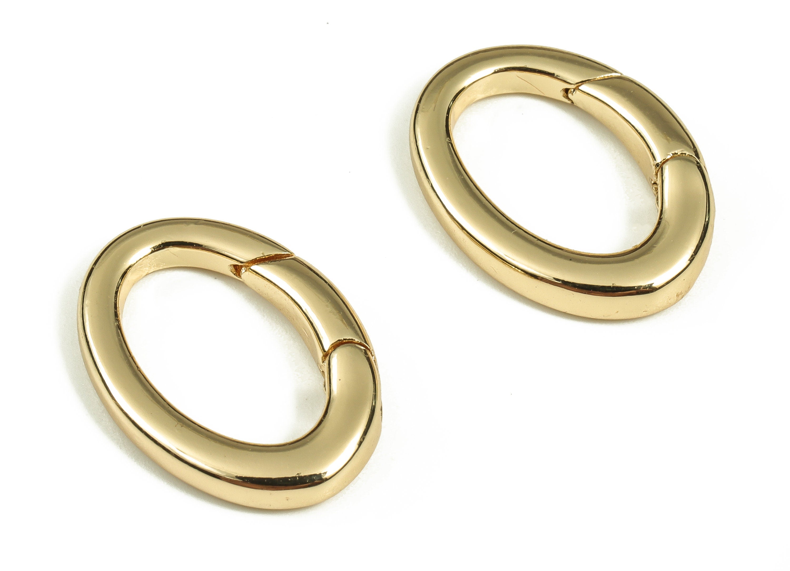 Brass Oval Earring Connector - Gold Oval Earring Charms - Parrot Clasps- 18K Gold Plated Brass - Lobster Clasps -13.21x18.26x3.7mm- RGP3511 - DOMEDBAZAAR