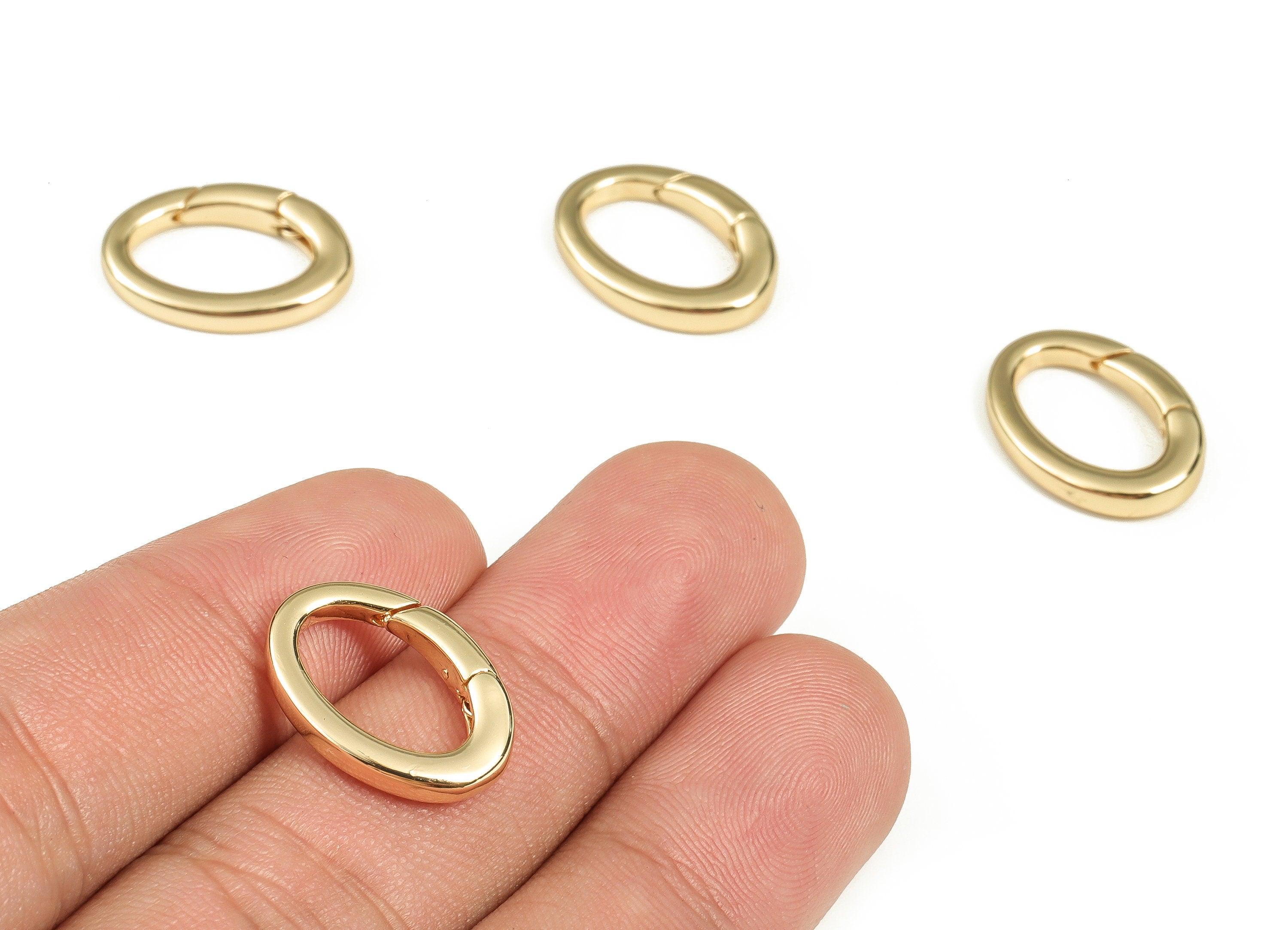 Brass Oval Earring Connector - Gold Oval Earring Charms - Parrot Clasps- 18K Gold Plated Brass - Lobster Clasps -13.21x18.26x3.7mm- RGP3511 - DOMEDBAZAAR