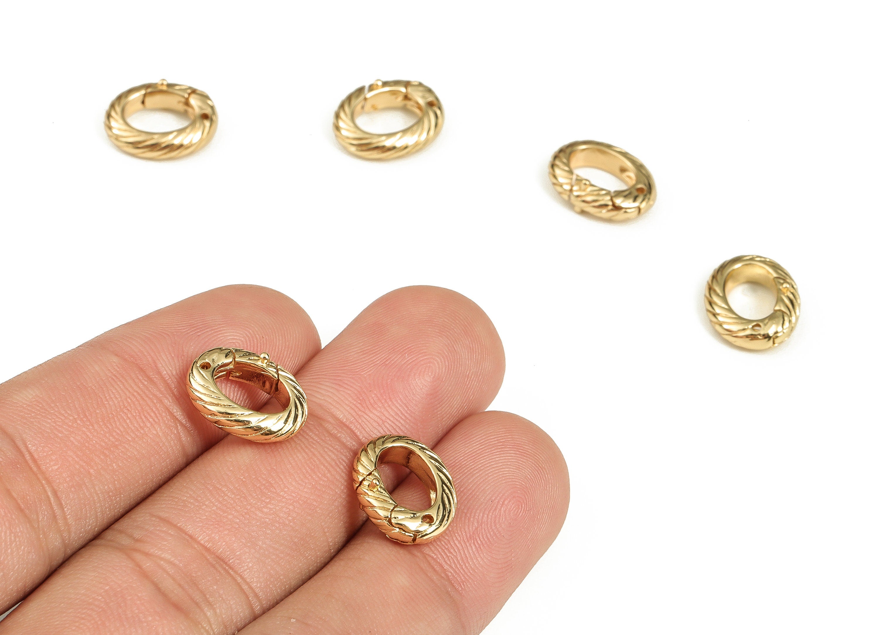 Brass Oval Earring Connector - Gold Oval Lobster Clasps - Gold Parrot Clasps - 18K Real Gold Plated Brass Clasp -13.33x10.19x3.18mm- RGP3573 - DOMEDBAZAAR