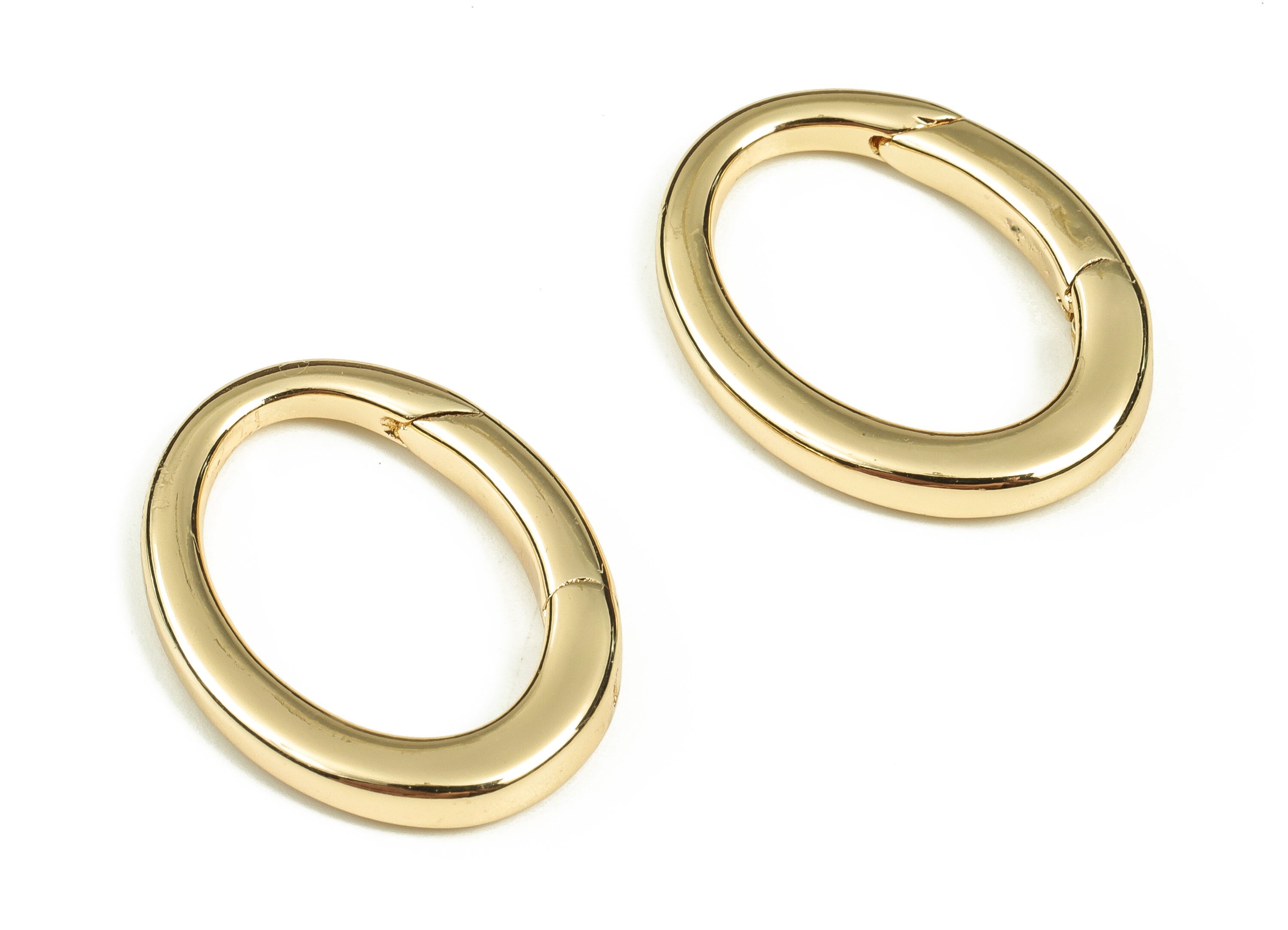 Brass Oval Clap Earring Connector - Gold Oval Earring Charms - Gold Clips Parrot - 18K Real Gold Plated Brass - 22.89x17.13x3.35mm - RGP3564 - DOMEDBAZAAR