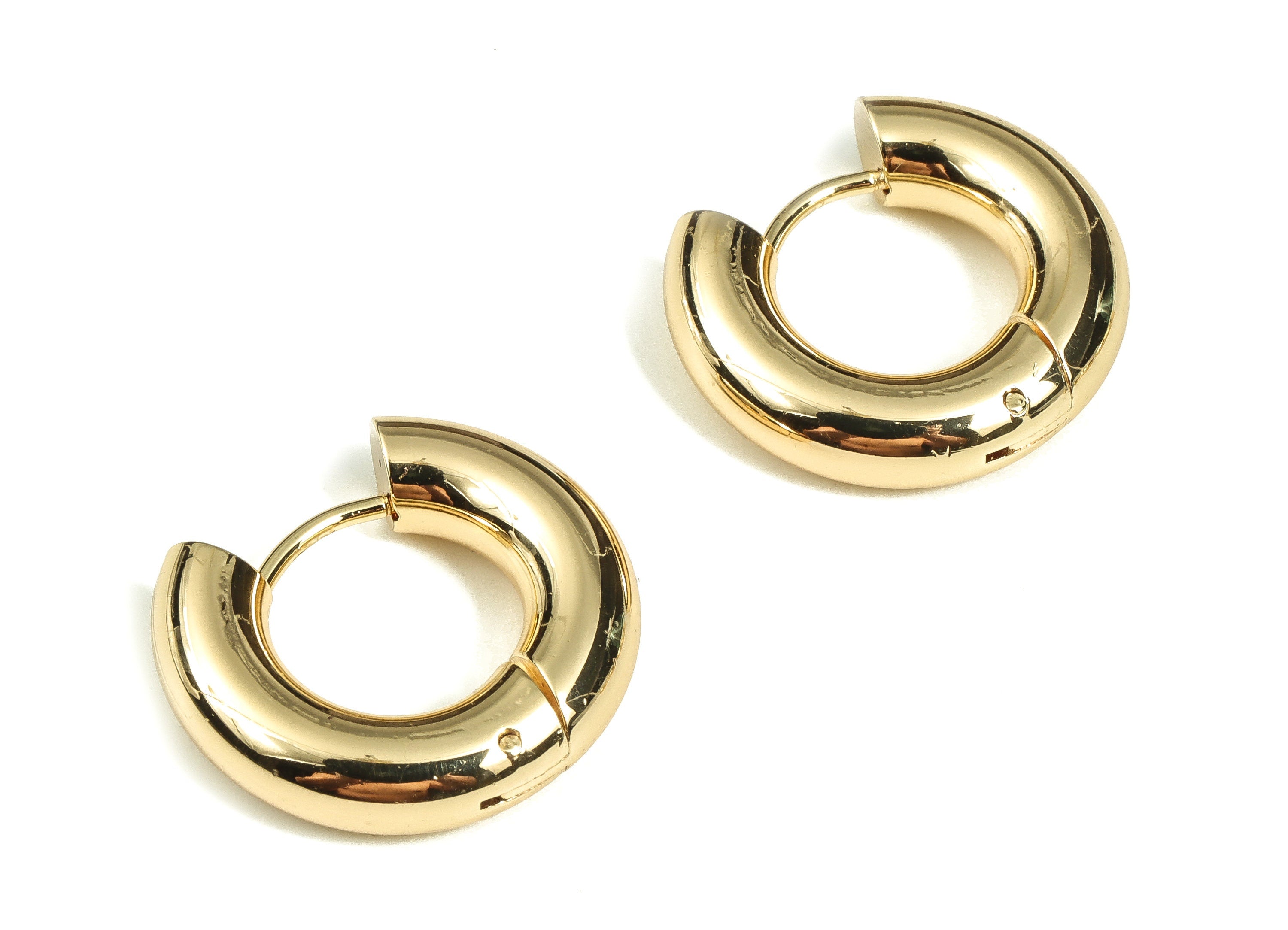 Brass Round Hoop Earrings - Brass Earring - Thick Circle Hoop - 18K Real Gold Plated Brass Hoop - Earring Findings -20.58x18.86x5mm- RGP3558 - DOMEDBAZAAR