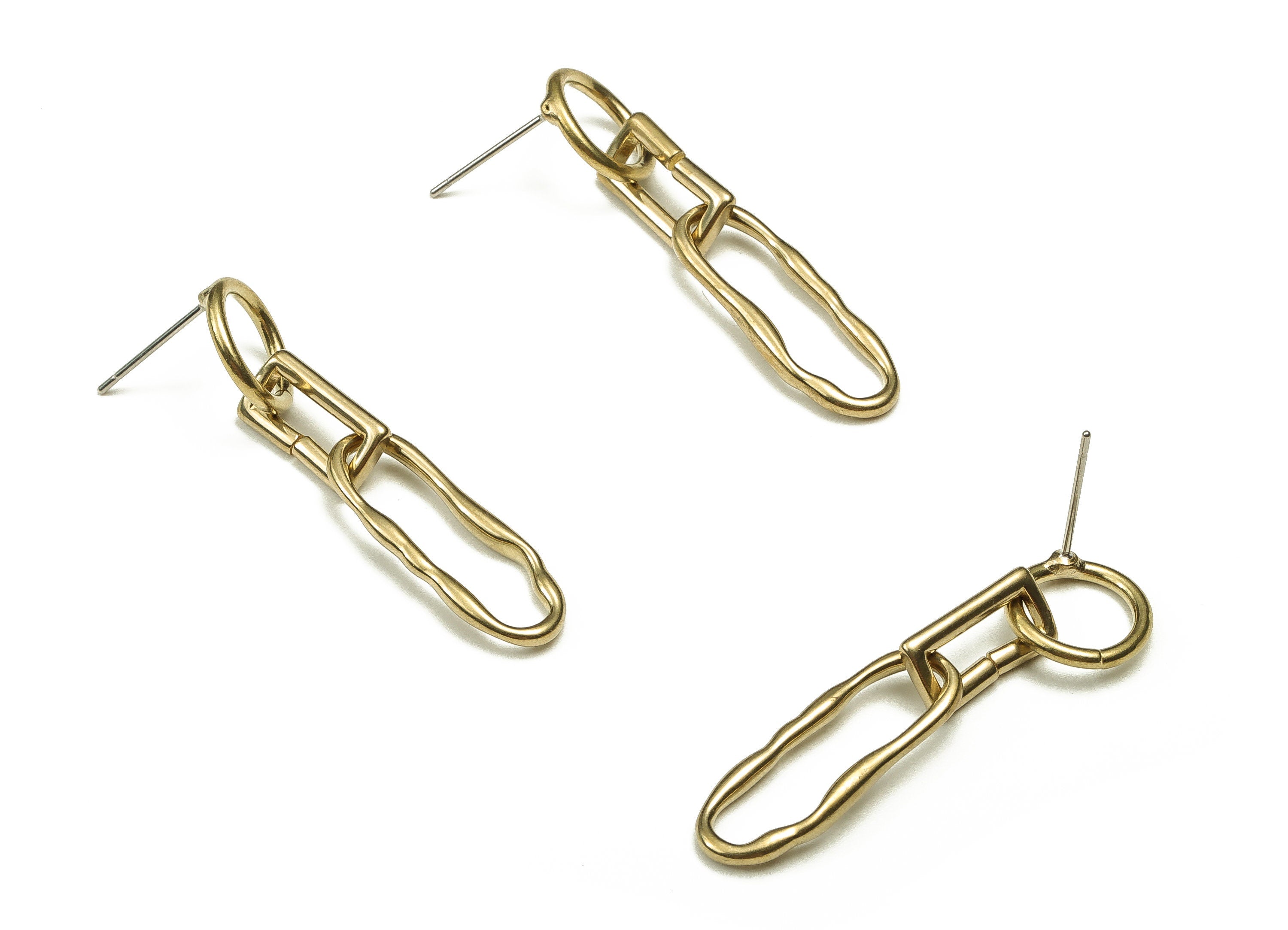 Brass Link Chain Earring Stud - Raw Brass Oval Earring Post - Brass Stud - Earring Post - Jewelry Supplies - 41.4x11.01x2.29mm - PP4463 - DOMEDBAZAAR