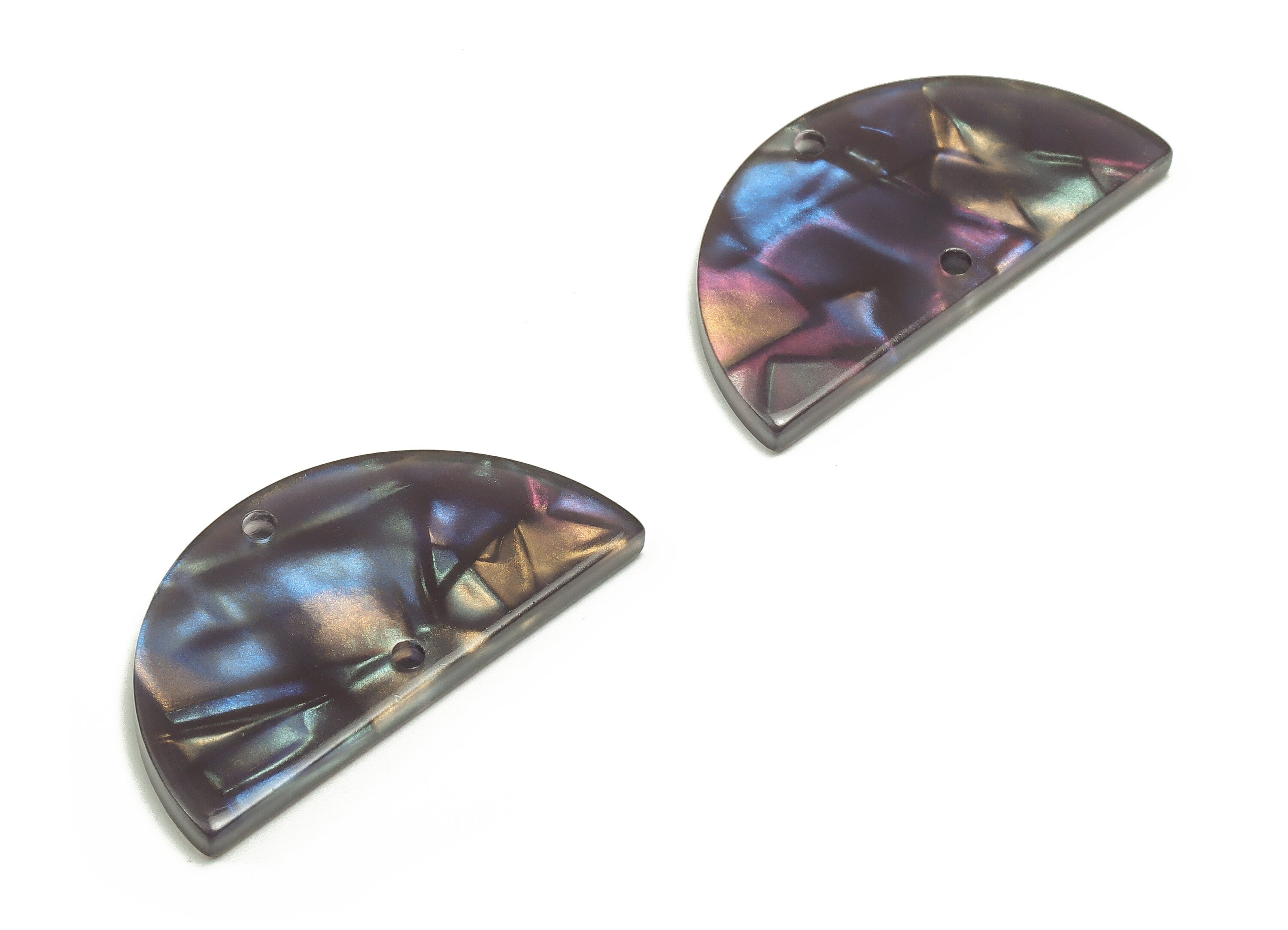 Acrylic D Earring Connector - Semi Circle Earring Connector - 2 Holes- Jewelry Supplies - Color Code:A687 - 33.38x16.72x2.60mm - AC1218-A687 - DOMEDBAZAAR