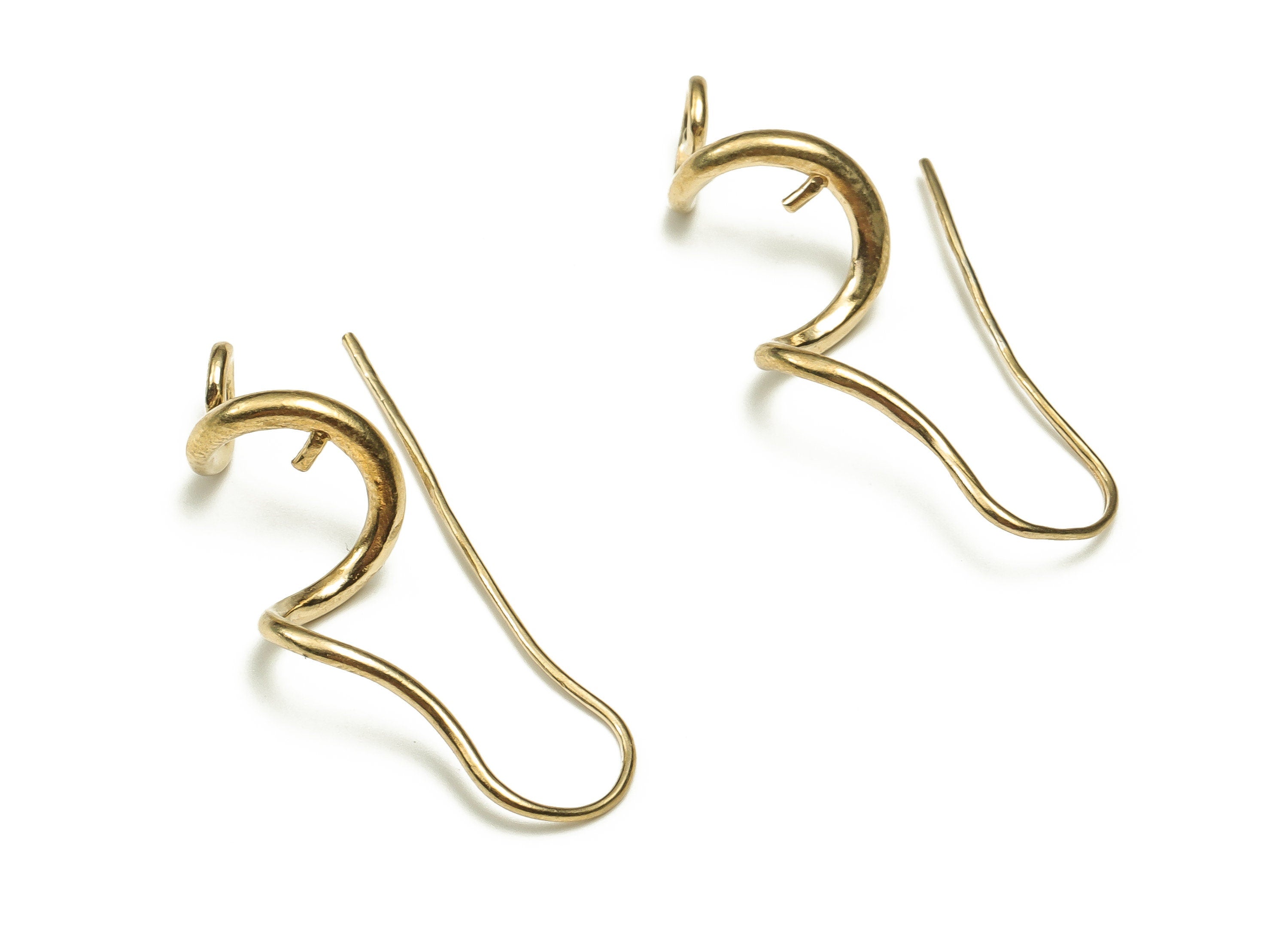 Brass Curved Earring Hooks - Raw Brass Earring Wires - Earring Findings - Brass Stud - Jewellery Making Supplies -32.7x9.62x9.22mm- PP4454 - DOMEDBAZAAR