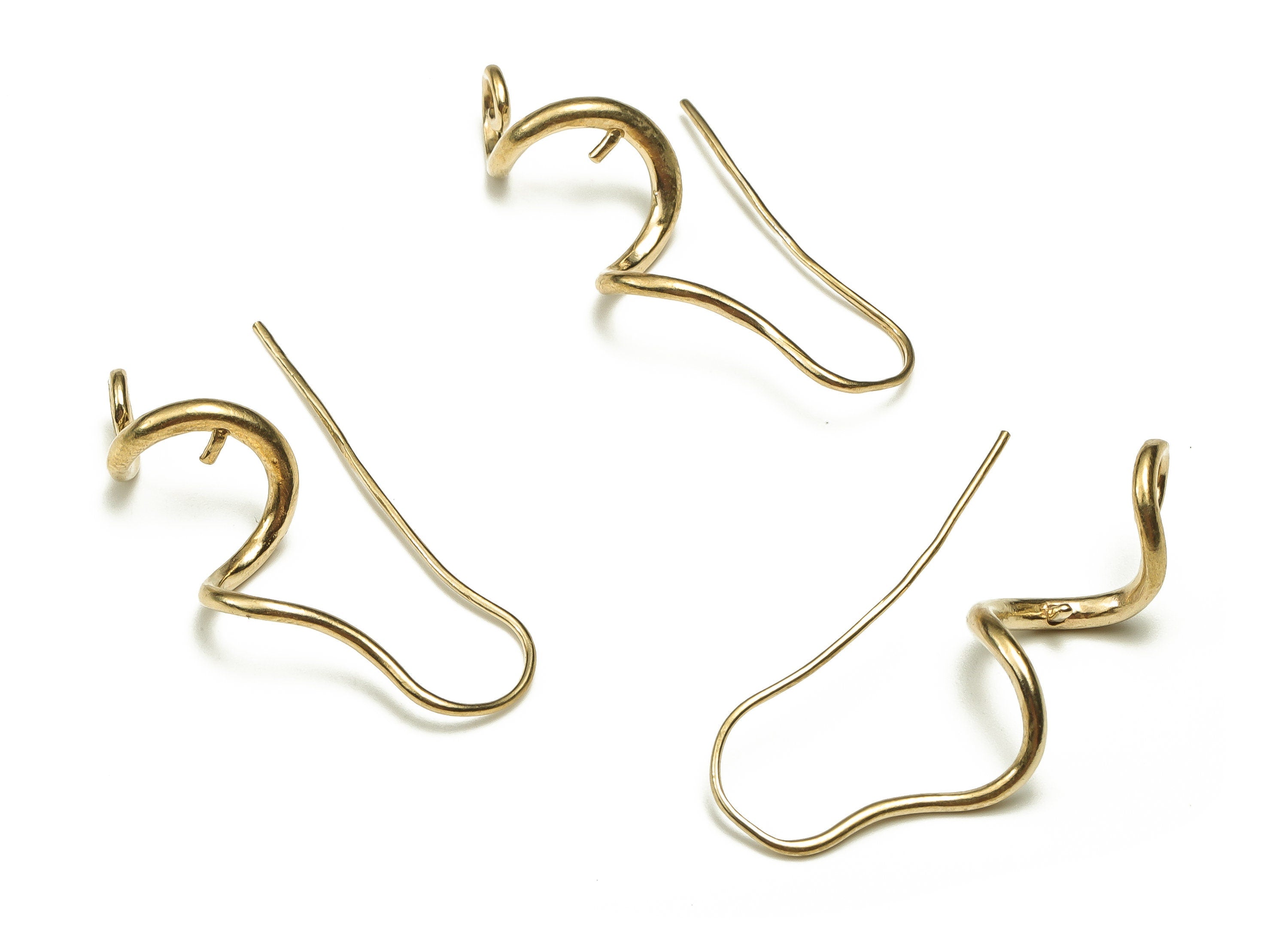 Brass Curved Earring Hooks - Raw Brass Earring Wires - Earring Findings - Brass Stud - Jewellery Making Supplies -32.7x9.62x9.22mm- PP4454 - DOMEDBAZAAR