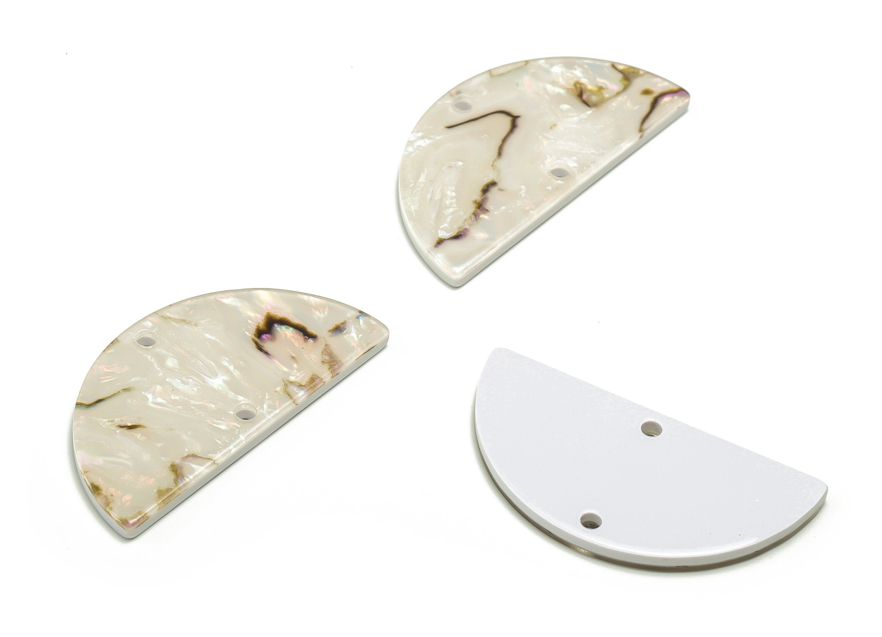 Acrylic D Earring Connector - Semi Circle Earring Connector - 2 Holes- Jewelry Supplies - Color Code:A689 - 33.56x16.84x2.31mm - AC1218-A689 - DOMEDBAZAAR