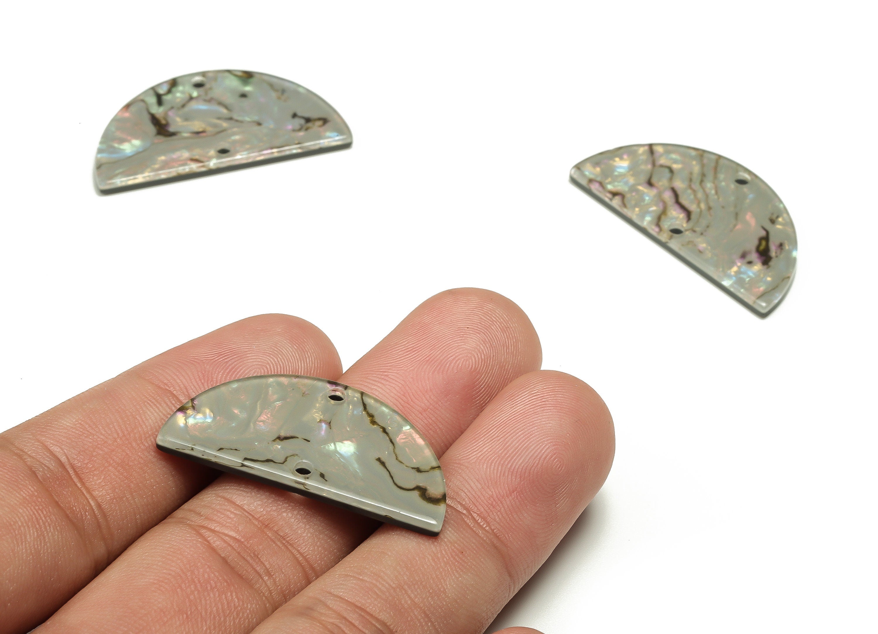 Acrylic D Earring Connector - Semi Circle Earring Connector - 2 Holes- Jewelry Supplies - Color Code:A688 - 33.57x16.79x2.37mm - AC1218-A688 - DOMEDBAZAAR