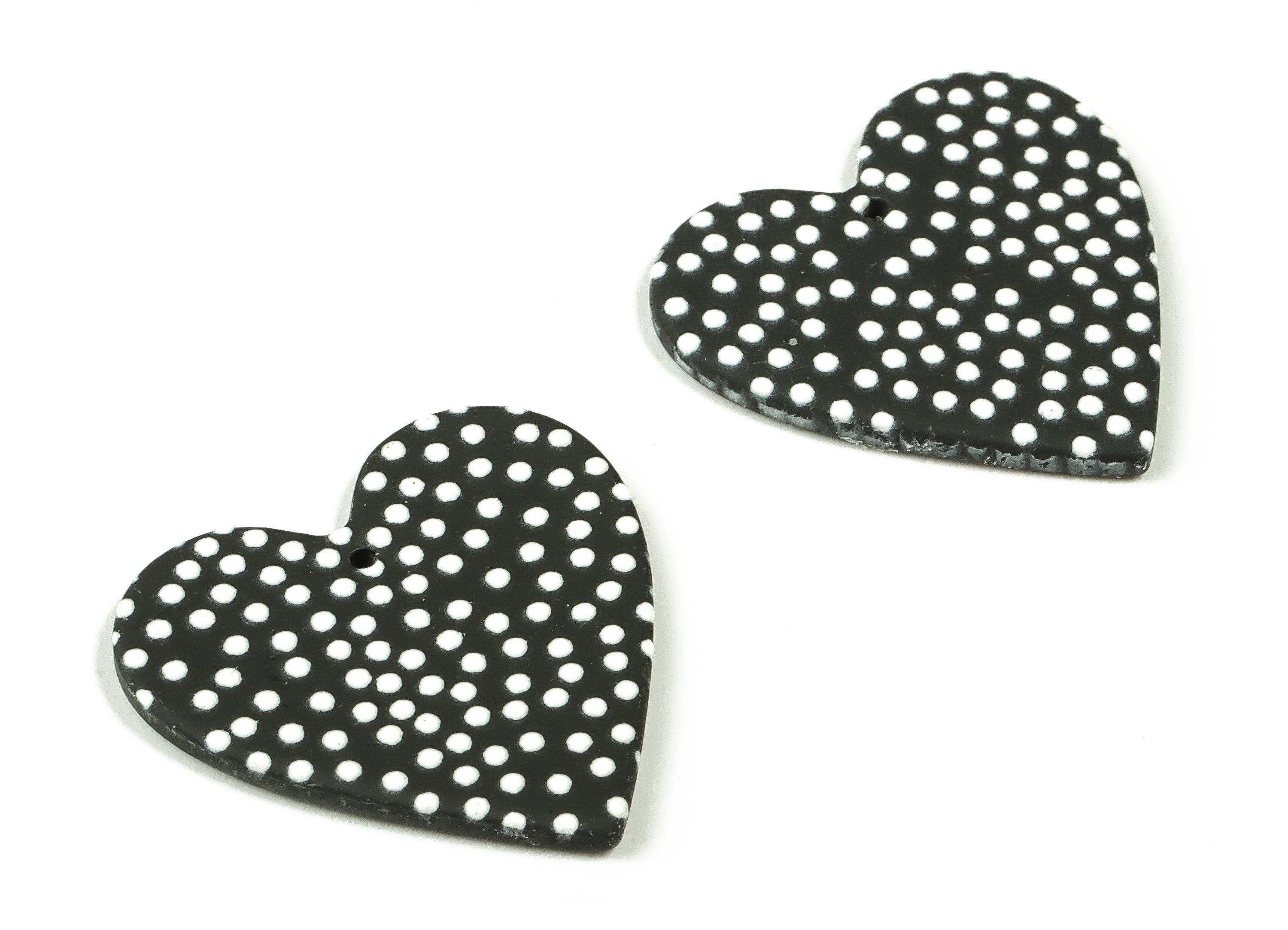 Acrylic Heart Earring Charms - Acrylic Heart black Pendant - Earring Jewelry Findings - Color Code: A662 - 31.17x30.34x2.73mm - AC1431-A662 - DOMEDBAZAAR