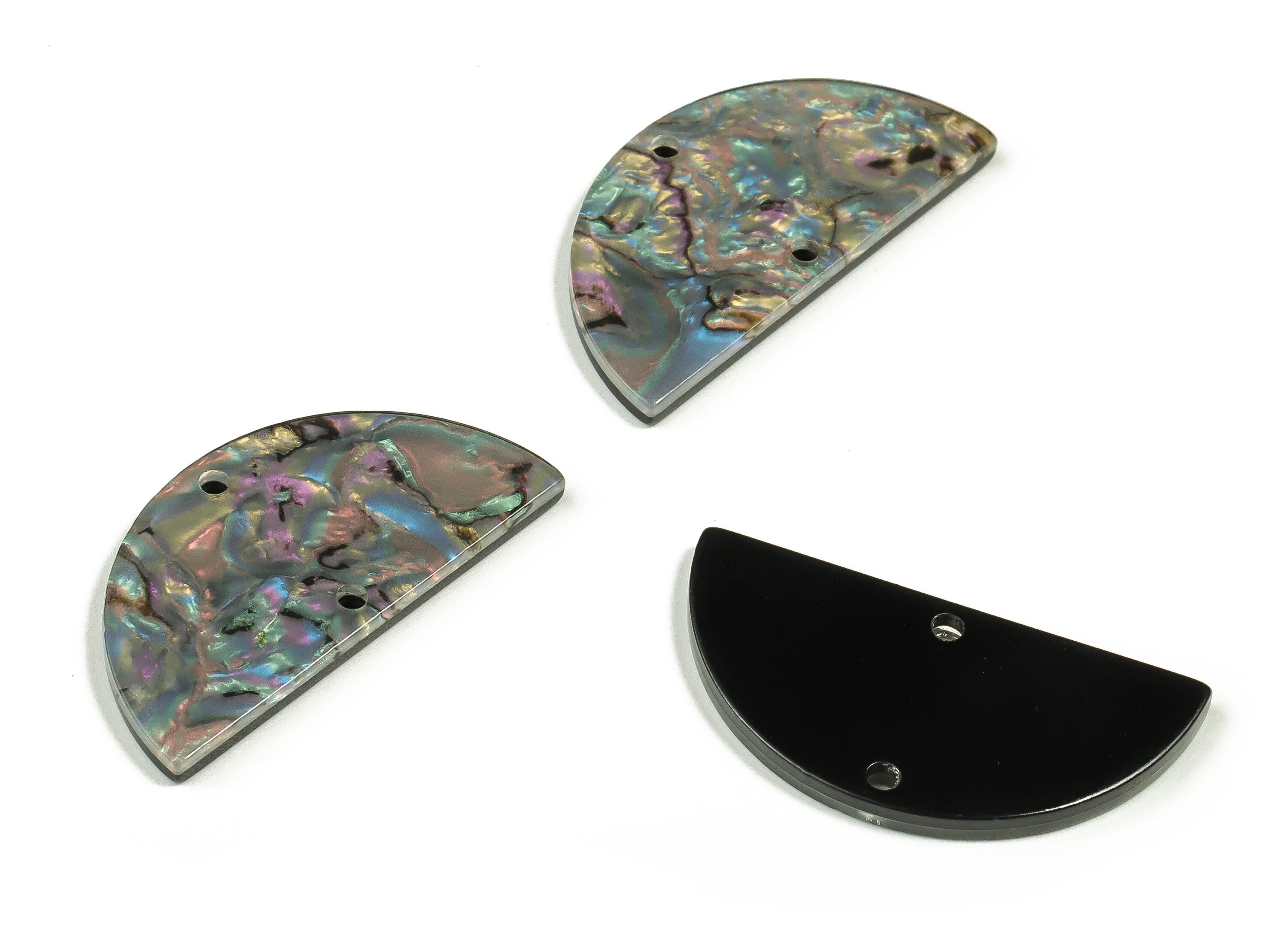 Acrylic Semicircle Earring Connectors - Acrylic Half Moon Charms - 2 Holes - Jewelry Supplies - Color Code:A692 - 34x17x2.3mm - AC1218-A692 - DOMEDBAZAAR