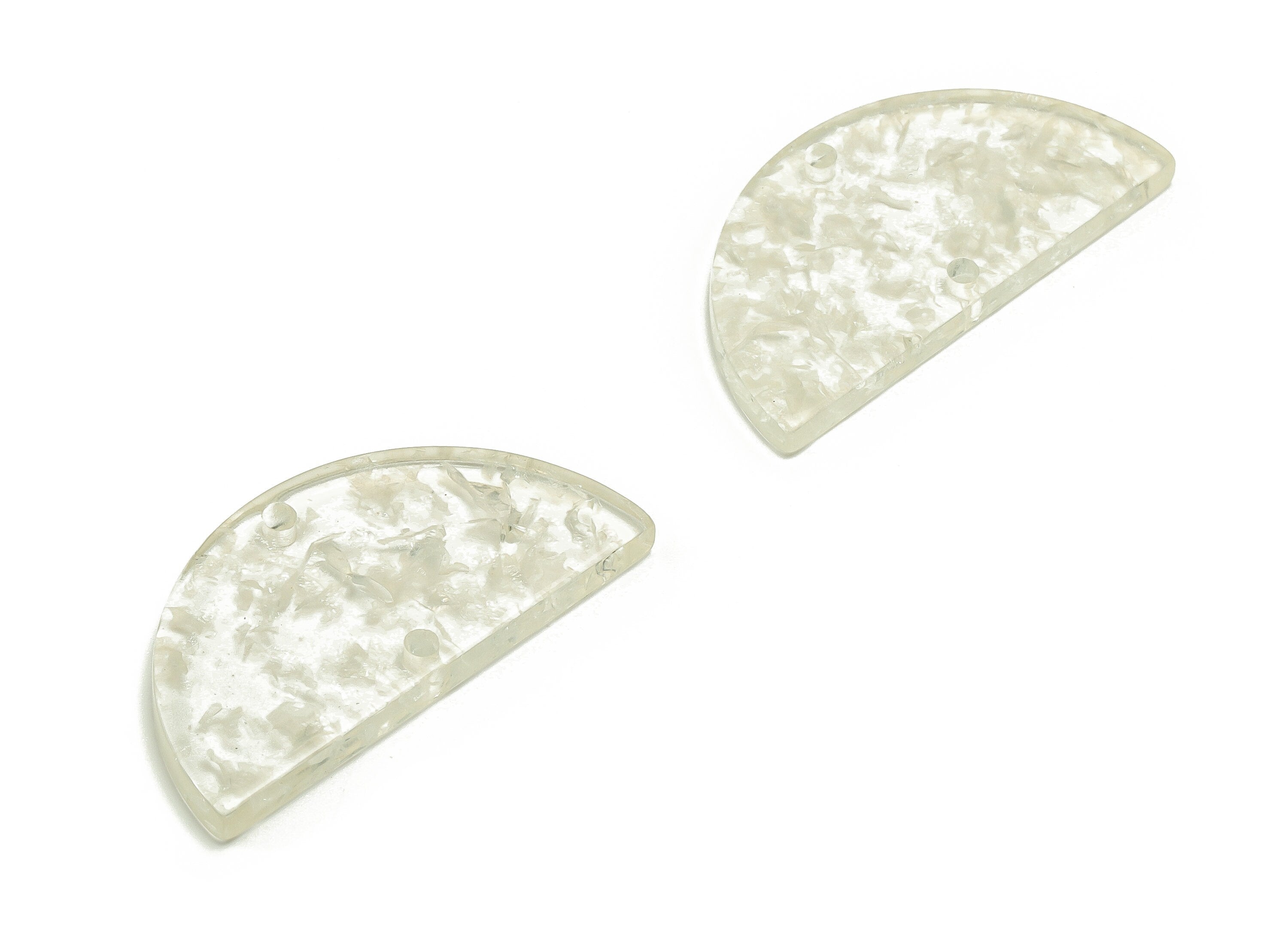 Acrylic Semicircle Earring Connectors - Acrylic Half Moon Charms - 2 Holes - Jewelry Supplies - Color Code:A691 - 34x17x3mm - AC1218-A691 - DOMEDBAZAAR